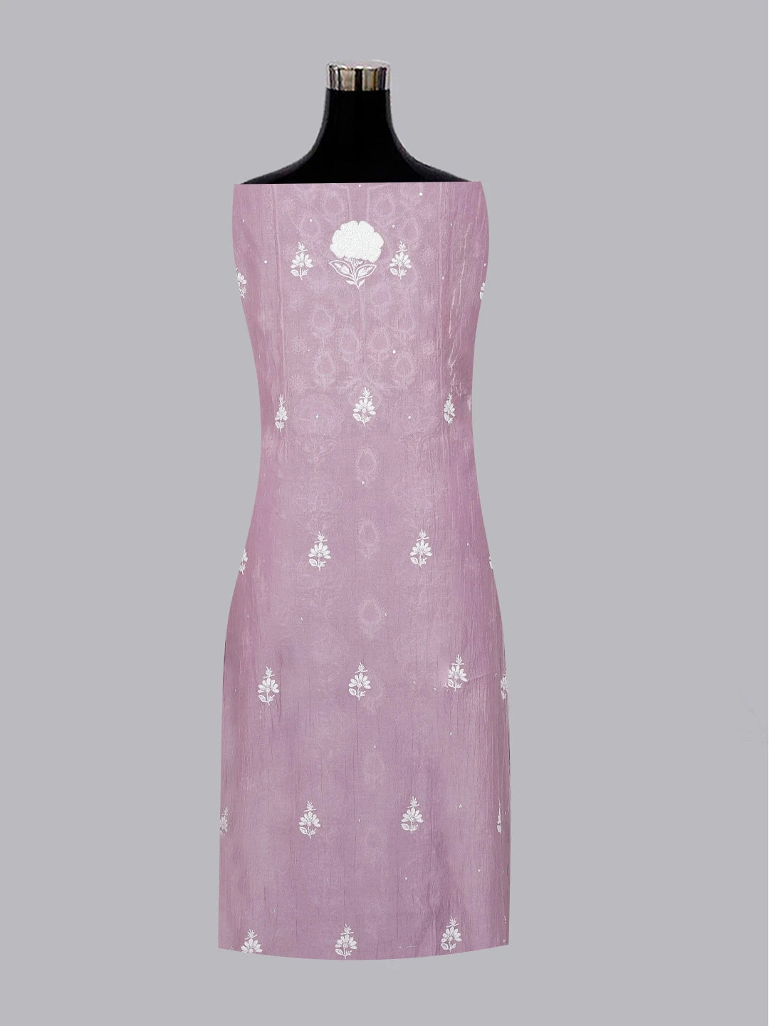 Ada Hand Embroidered Mauve Taupe Lucknowi Chikankari Unstitched Kurta Dupatta Set With Cutdana Work 01A607490