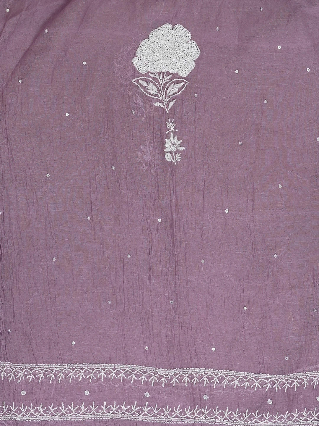 Ada Hand Embroidered Mauve Taupe Lucknowi Chikankari Unstitched Kurta Dupatta Set With Cutdana Work 01A607490