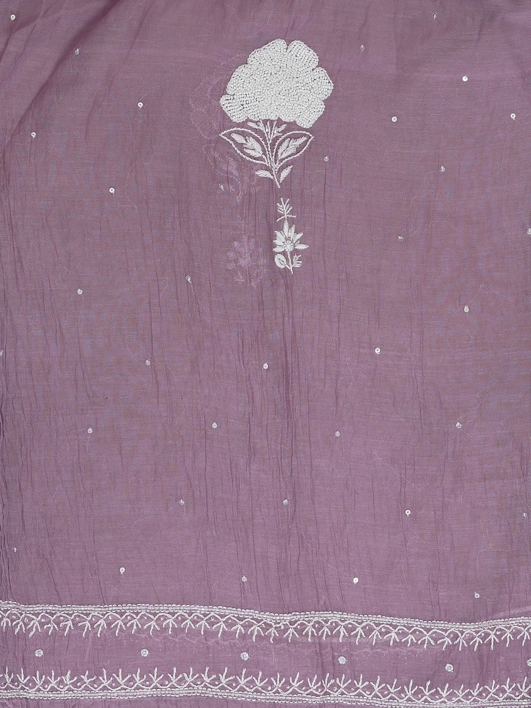 Ada Hand Embroidered Mauve Taupe Lucknowi Chikankari Unstitched Kurta Dupatta Set With Cutdana Work 01A607490