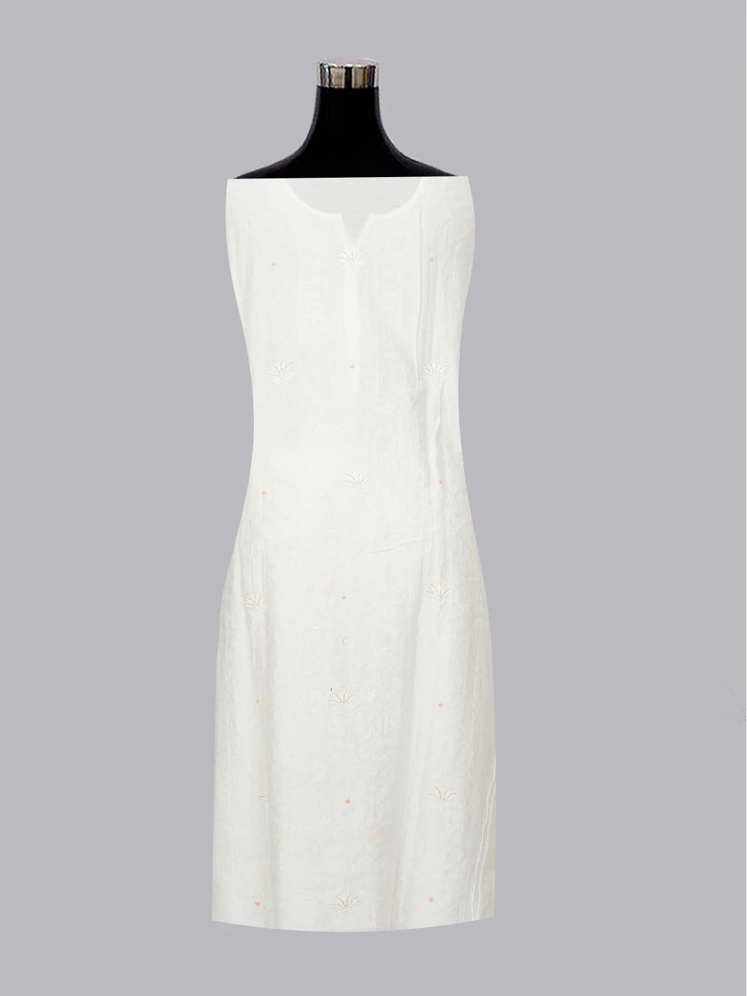 Ada Hand Embroidered White Seashell Chanderi Lucknowi Chikankari Semi-Stitched Kurta Dupatta Set With Zari Work 01A192746