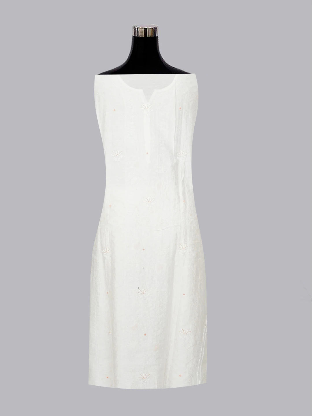 Ada Hand Embroidered White Seashell Chanderi Lucknowi Chikankari Semi-Stitched Kurta Dupatta Set With Zari Work 01A192746
