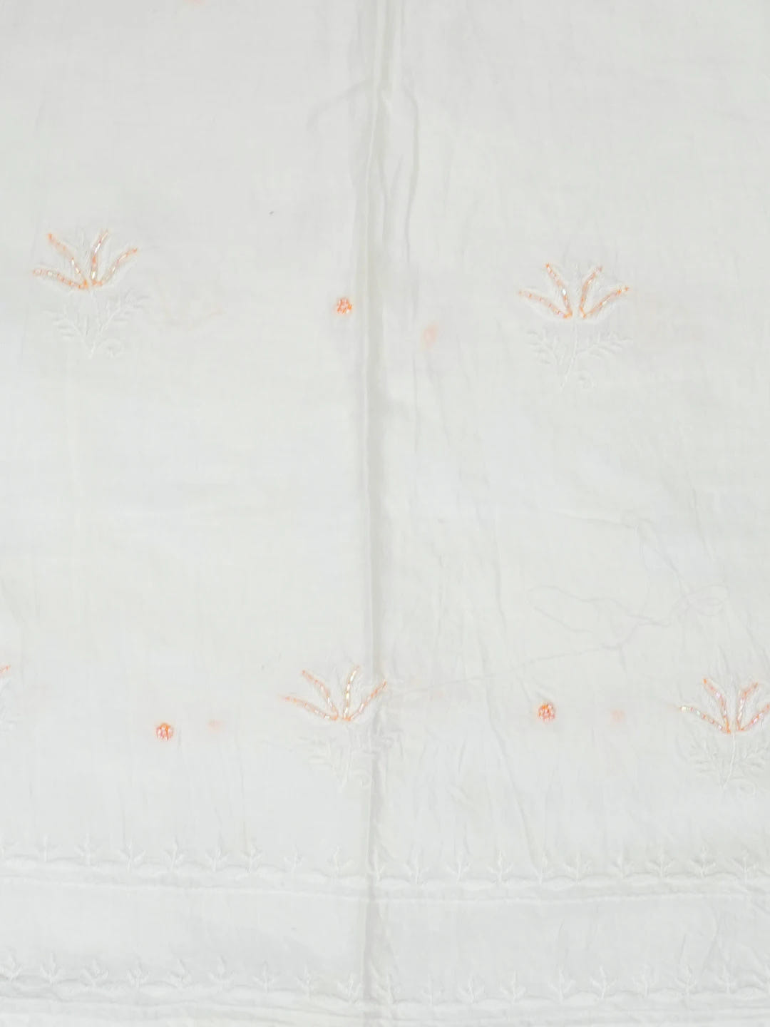 Ada Hand Embroidered White Seashell Chanderi Lucknowi Chikankari Semi-Stitched Kurta Dupatta Set With Zari Work 01A192746