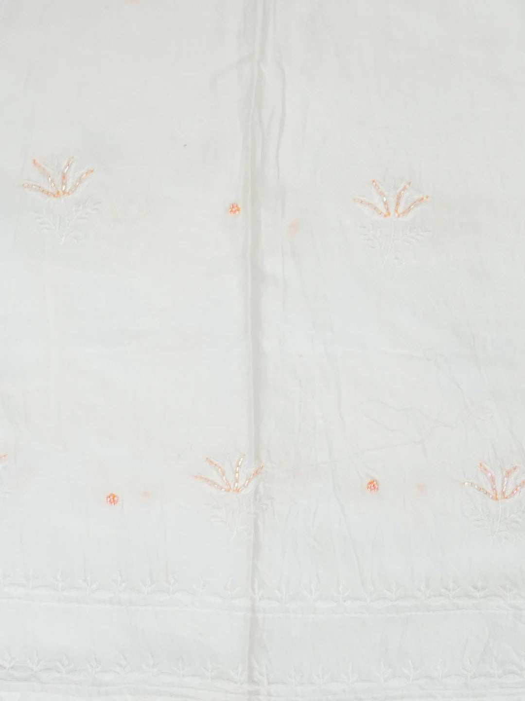 Ada Hand Embroidered White Seashell Chanderi Lucknowi Chikankari Semi-Stitched Kurta Dupatta Set With Zari Work 01A192746