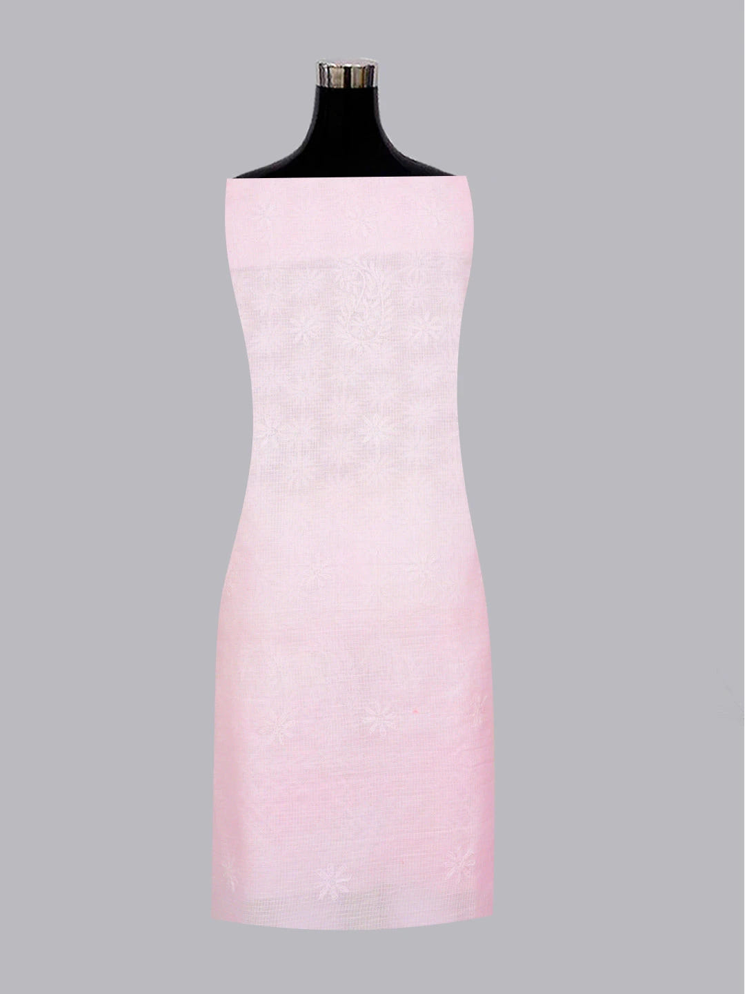 Ada Hand Embroidered Pink Kota Lucknowi Chikankari Unstitched Kurta Dupatta Set 01A603310