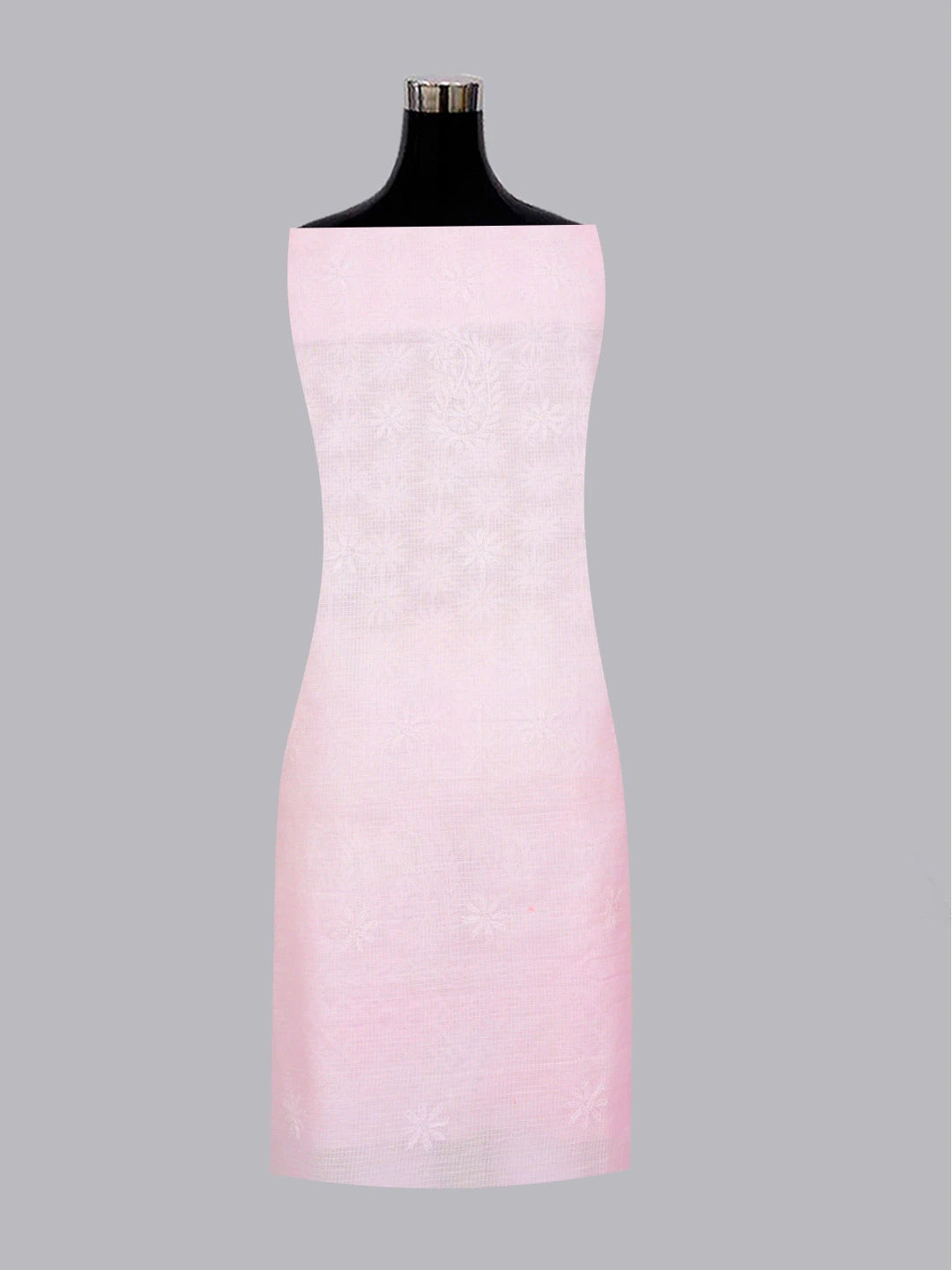 Ada Hand Embroidered Pink Kota Lucknowi Chikankari Unstitched Kurta Dupatta Set 01A603310