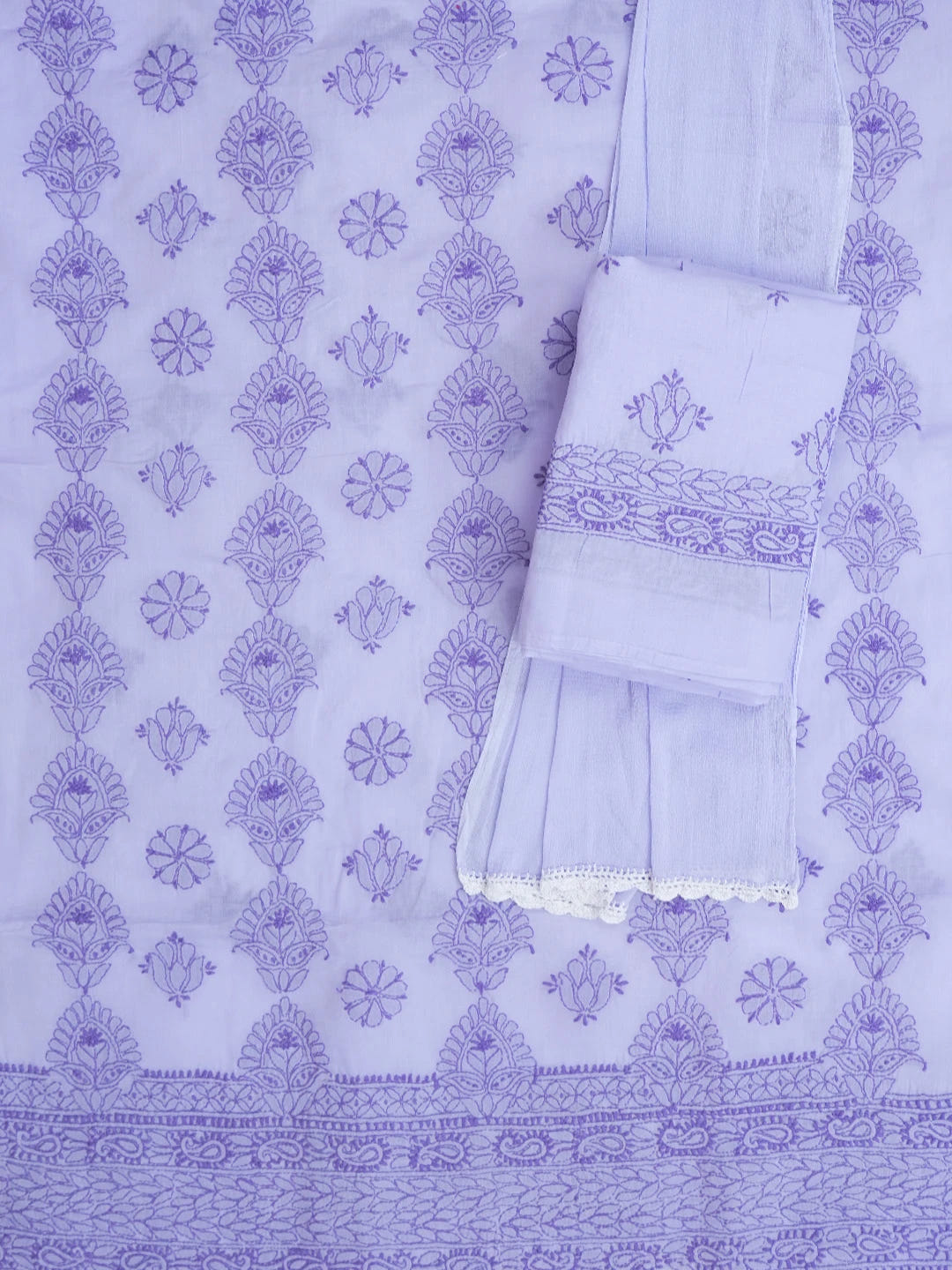 Ada Hand Embroidered Mauve Cotton Lucknowi Chikankari Unstitched Suit Piece 01A614363