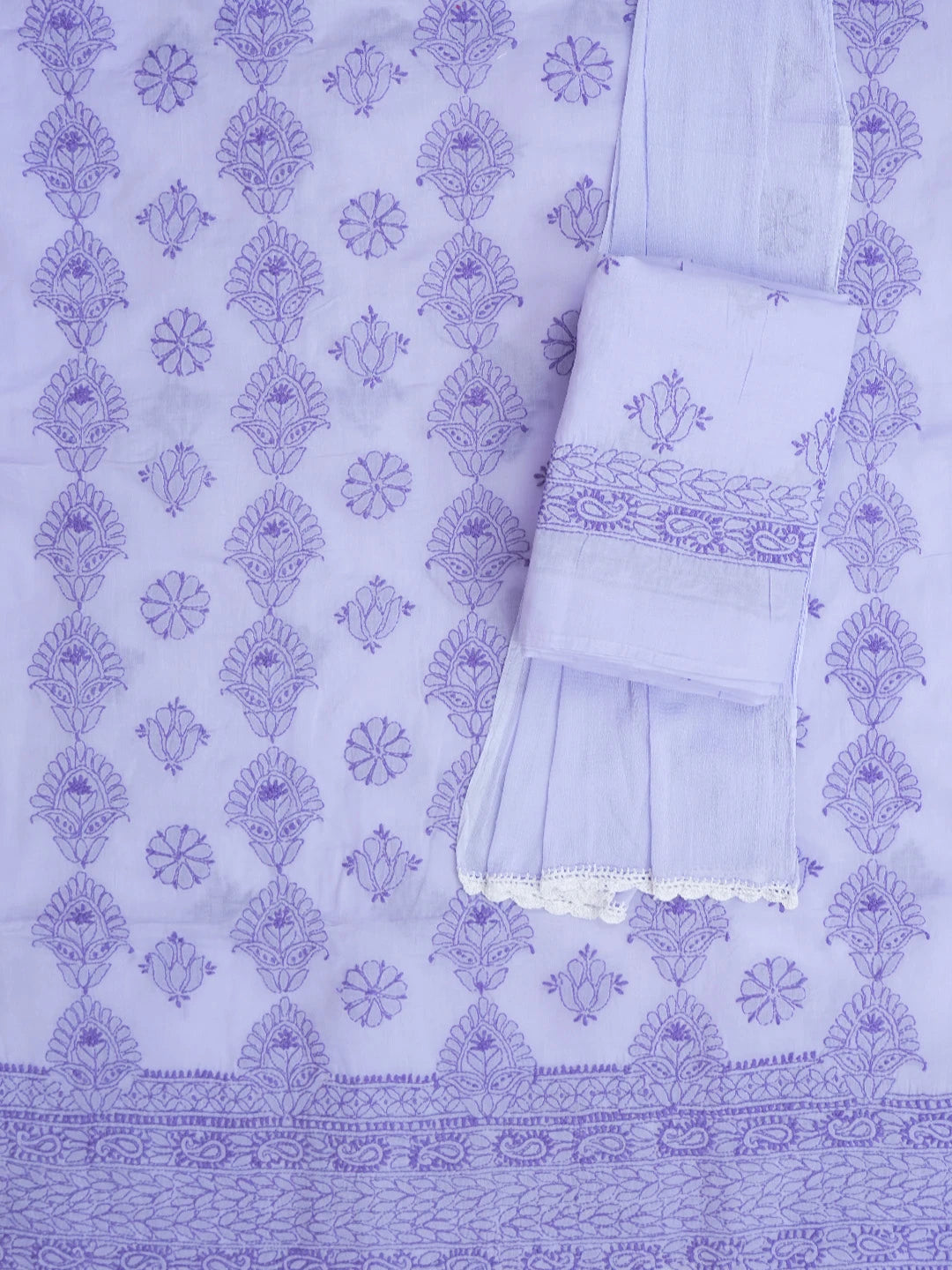 Ada Hand Embroidered Mauve Cotton Lucknowi Chikankari Unstitched Suit Piece 01A614363