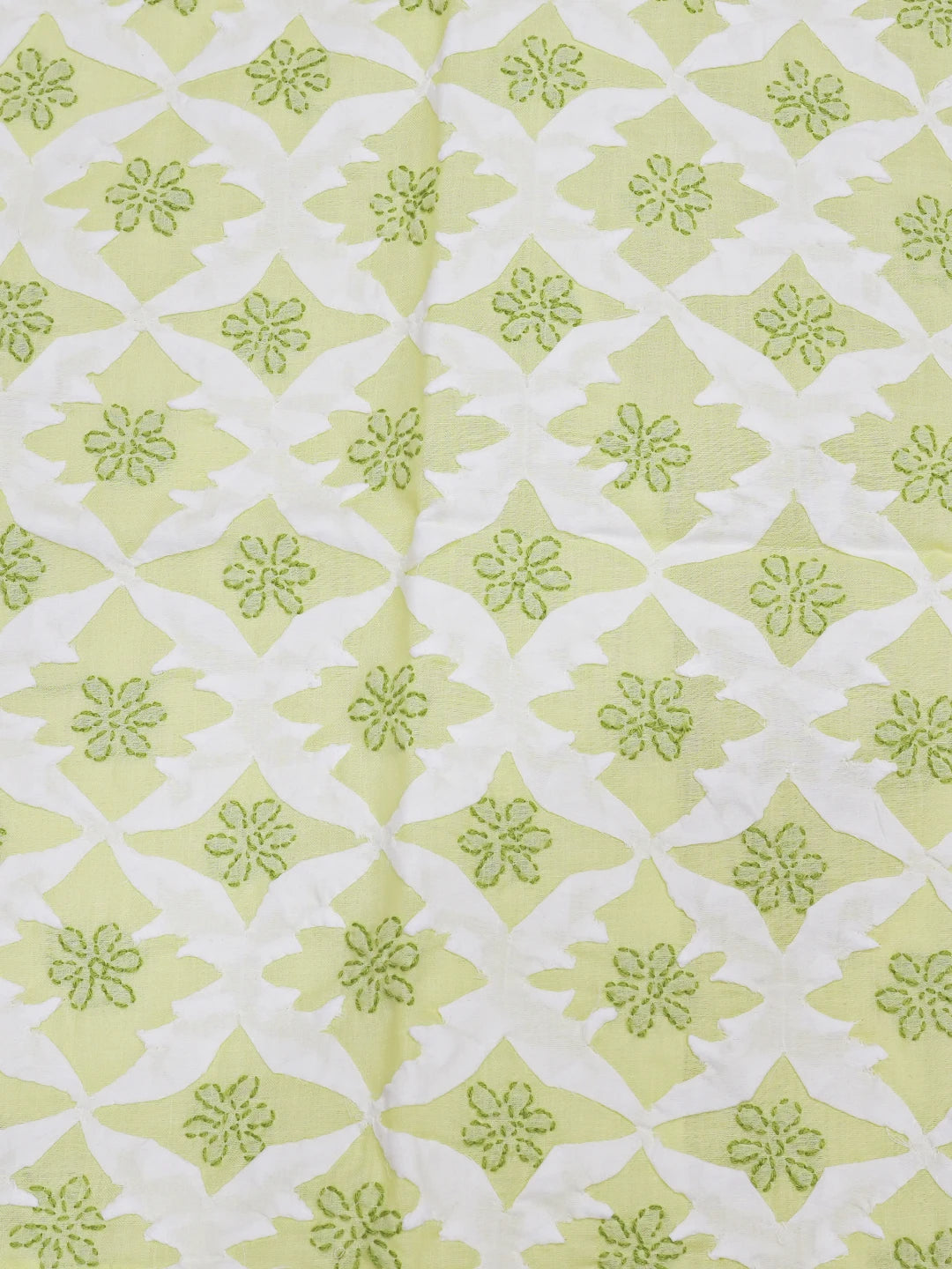 Ada Hand Embroidered Lime Green Cotton Lucknowi Chikankari Cushion Cover A011120