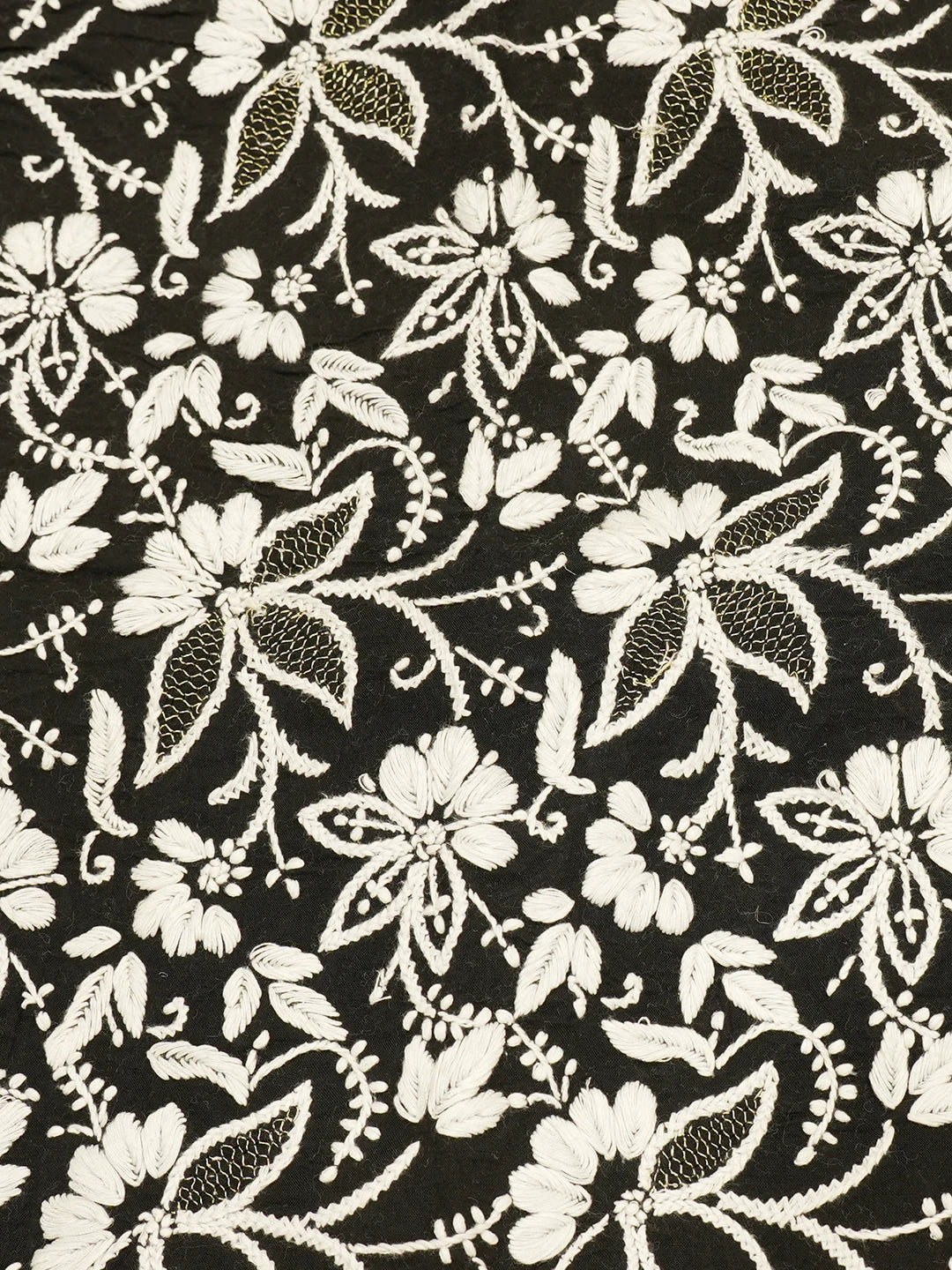 Ada Hand Embroidered Black Cotton Lucknowi Chikankari Cushion Cover With Zari Work A011115