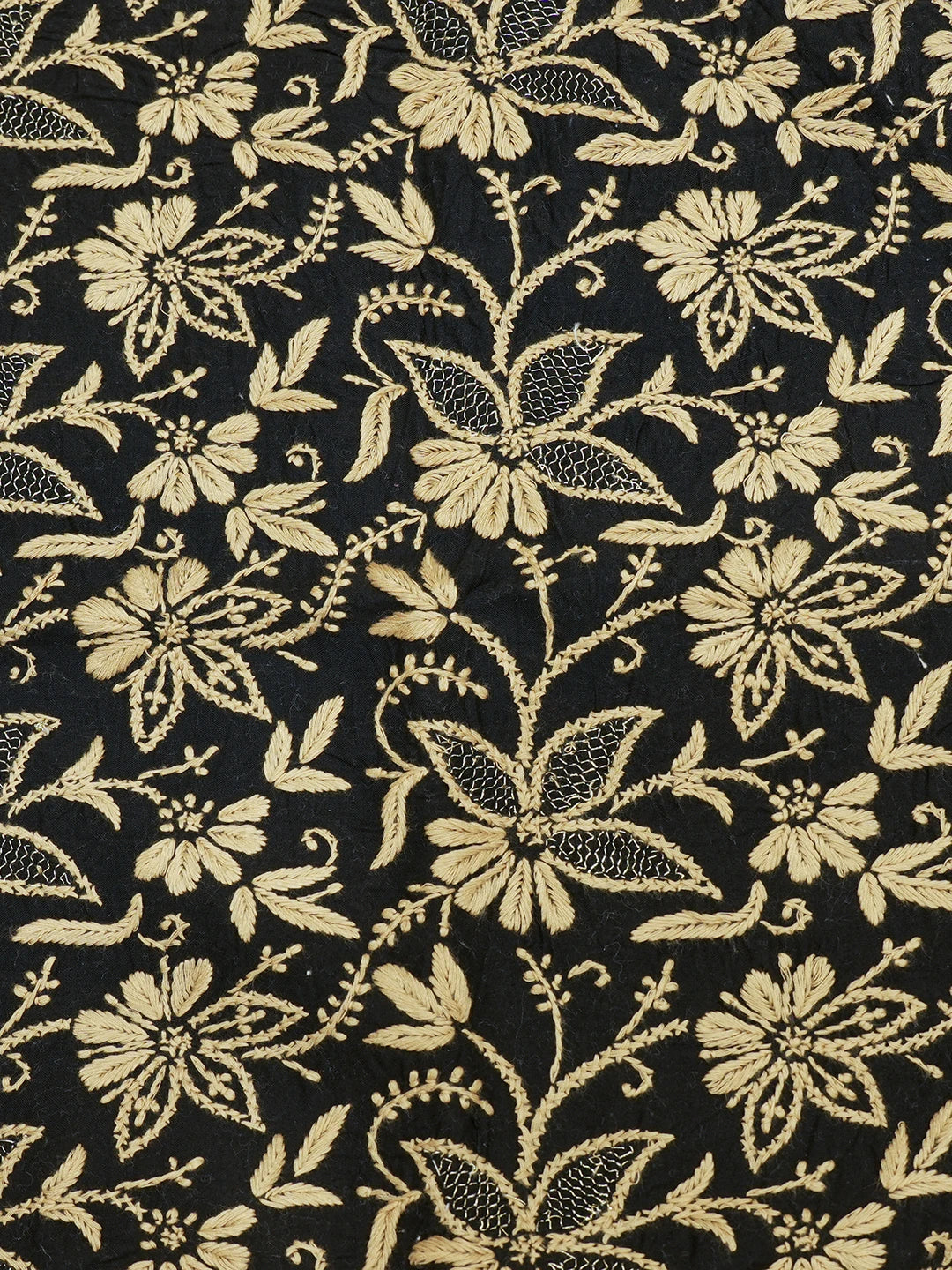 Ada Hand Embroidered Black Cotton Lucknowi Chikankari Cushion Cover With Zari Work A011116
