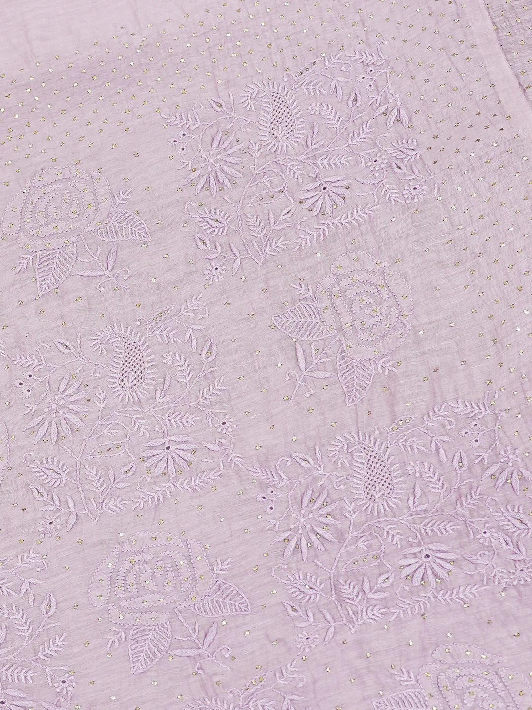 Ada Hand Embroidered Opera Mauve Chanderi Lucknowi Chikankari Saree/Blouse with Muqaish Work 01A604862