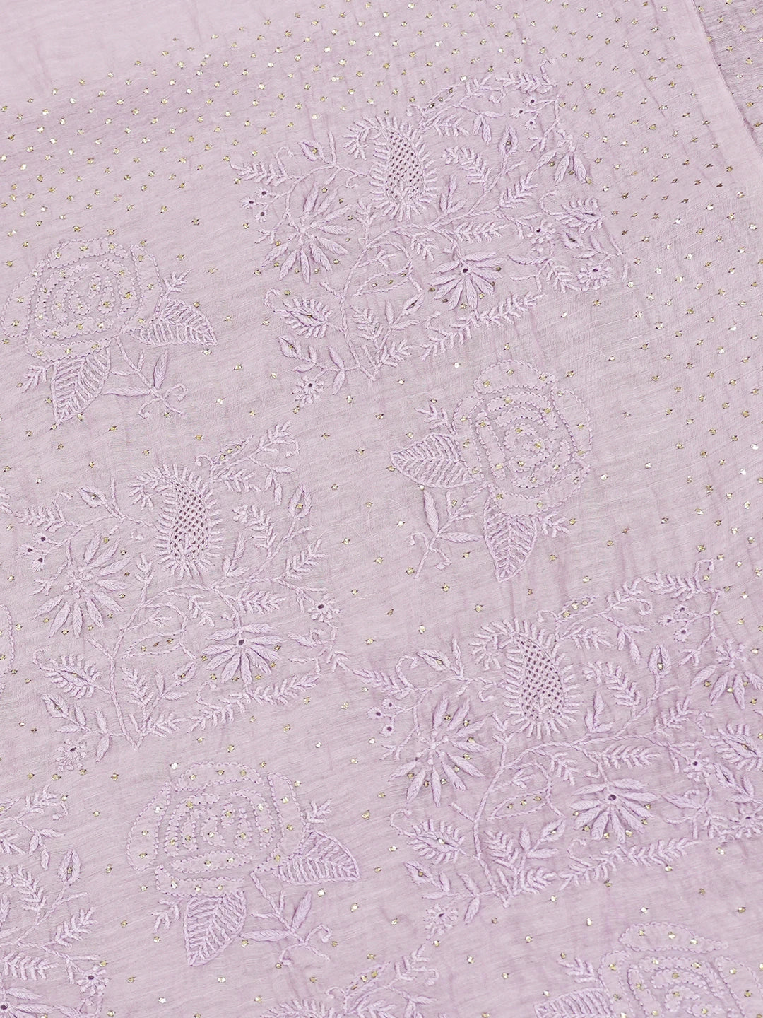 Ada Hand Embroidered Opera Mauve Chanderi Lucknowi Chikankari Saree/Blouse with Muqaish Work 01A604862