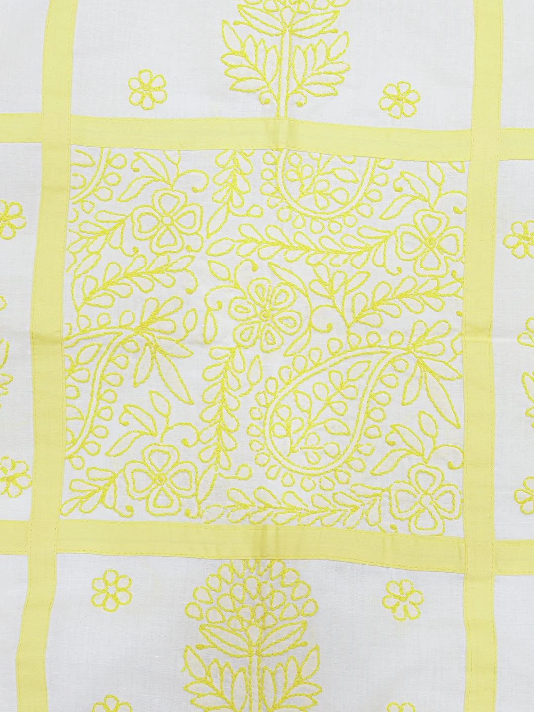 Ada Hand Embroidered White Cotton Lucknowi Chikankari Cushion Cover 01A563072