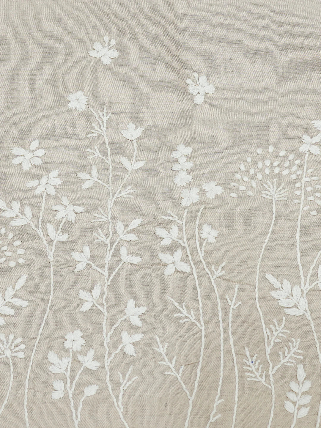 Ada Hand Embroidered Fawn Cotton Lucknowi Chikankari Pillow Cover A011121
