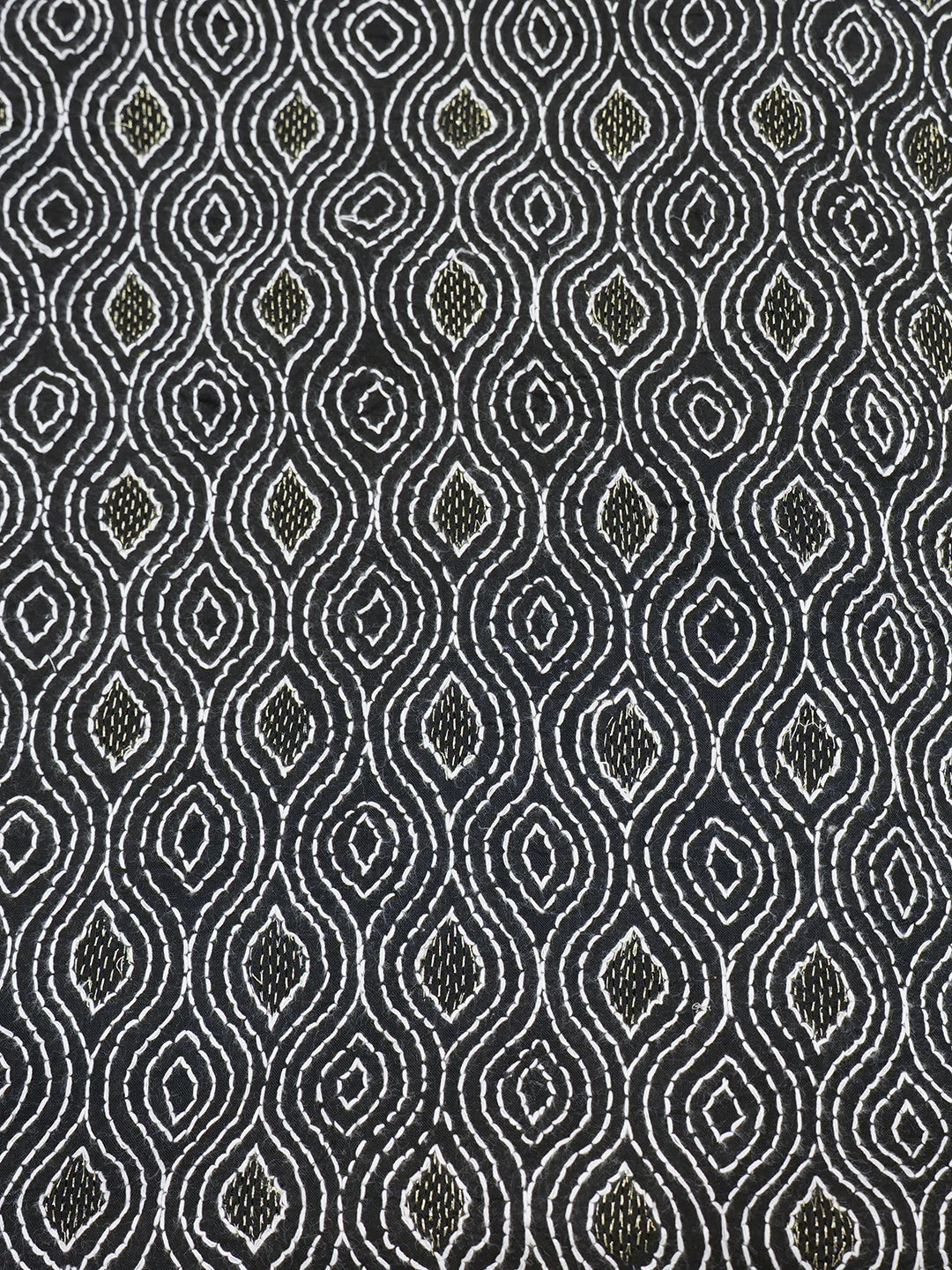 Ada Hand Embroidered Black Cotton Lucknowi Chikankari Cushion Cover With Zari Work 01A572624