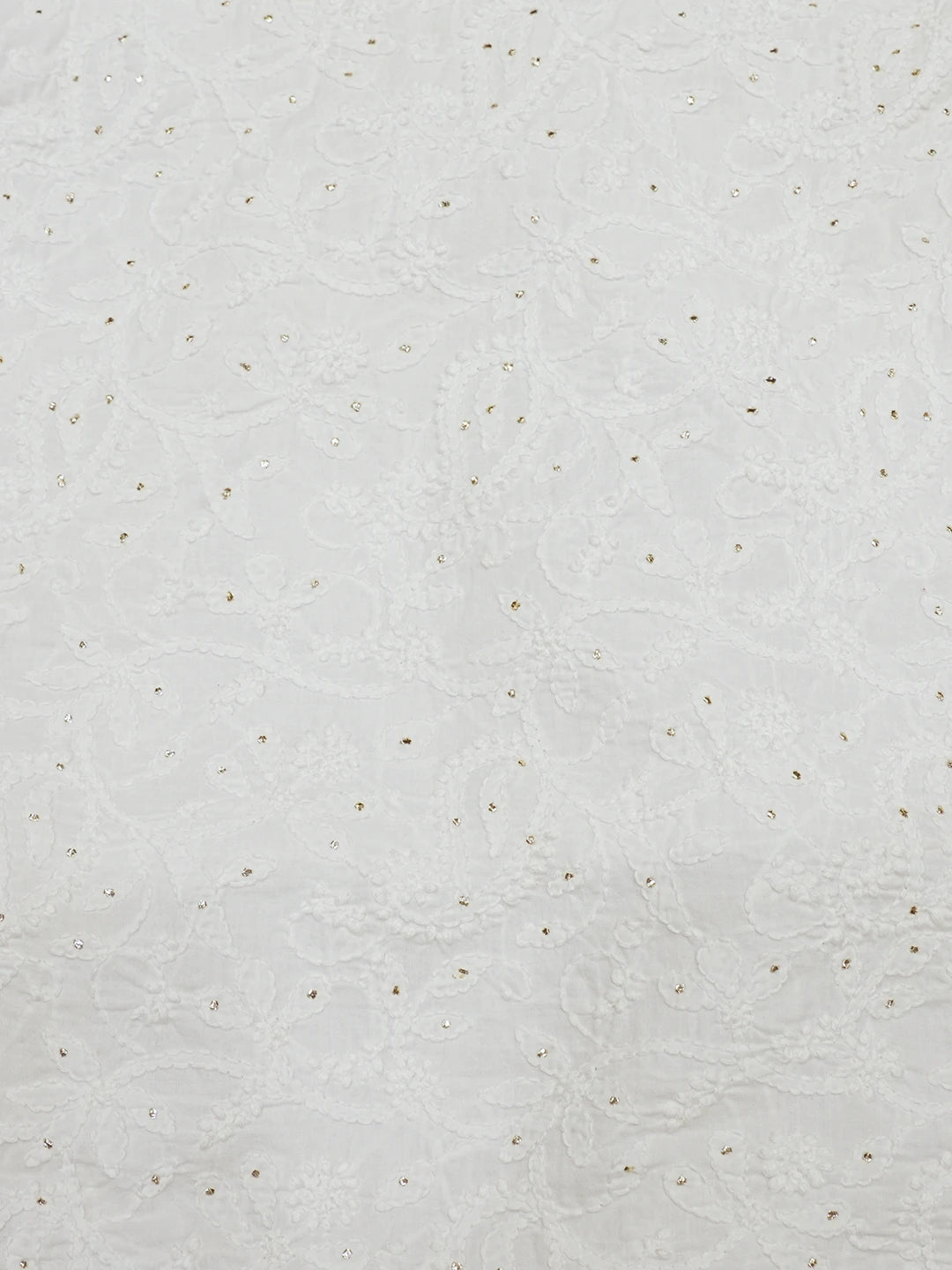 Ada Hand Embroidered White Cotton Lucknowi Chikankari Cushion Cover With Muqaish Work 01A586227
