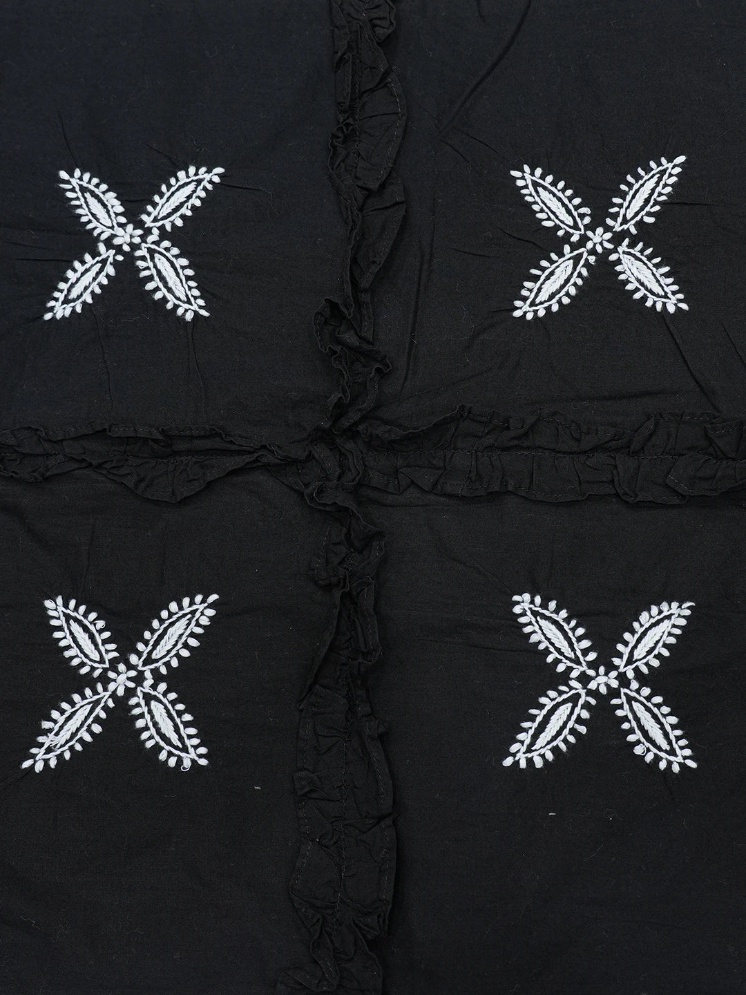 Ada Hand Embroidered Black Cotton Lucknowi Chikankari Cushion Cover 01A540356
