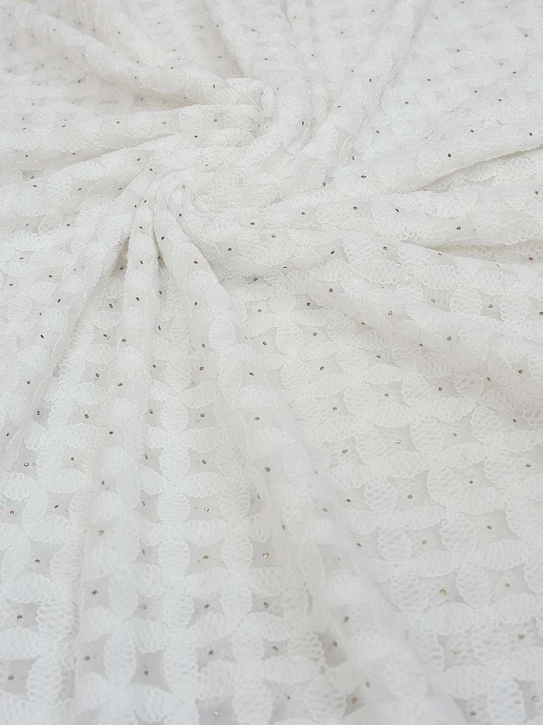 Ada Hand Embroidered White Chiffon Lucknowi Chikankari Dupatta with Muqaish Work A620917