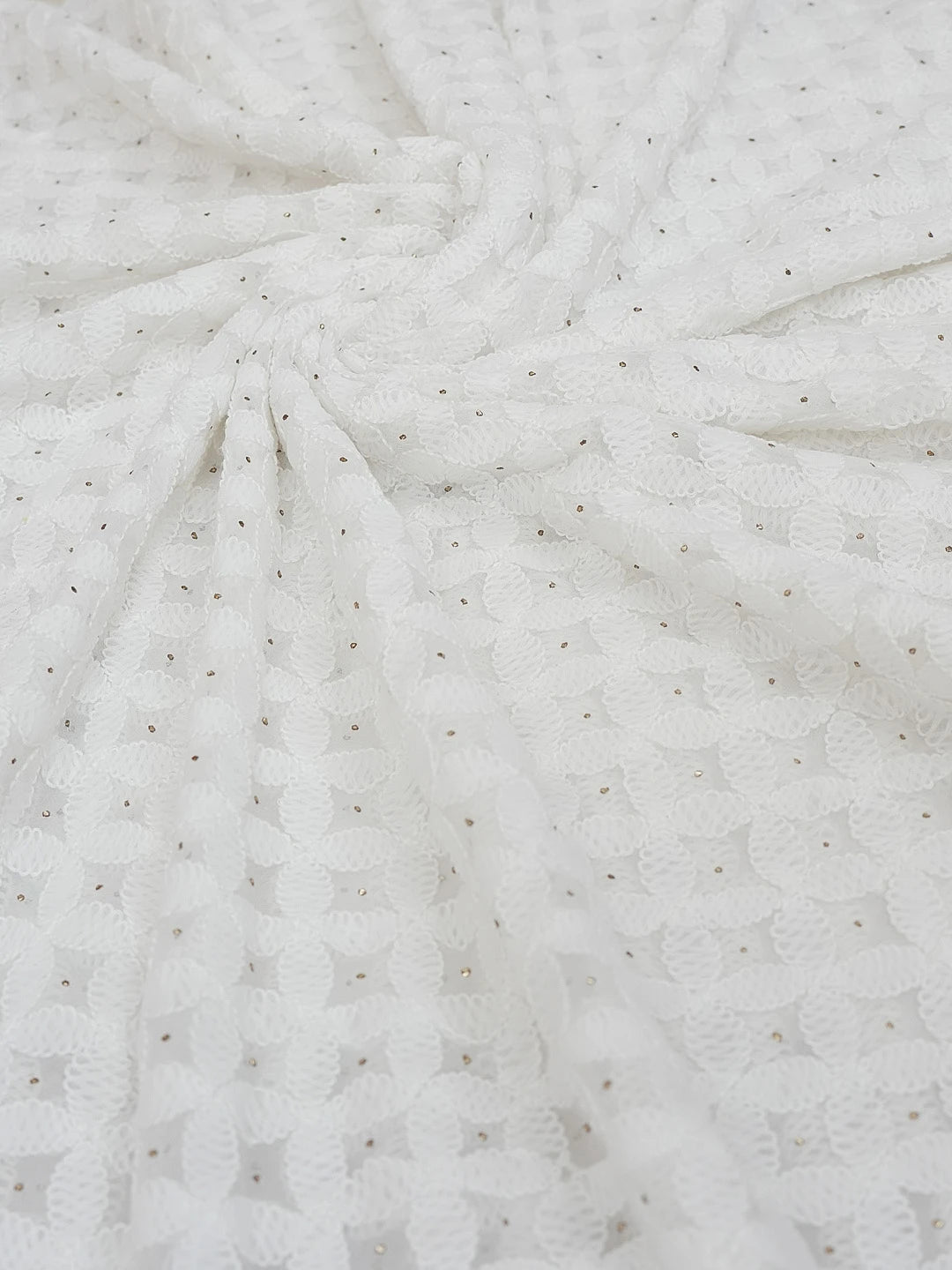 Ada Hand Embroidered White Chiffon Lucknowi Chikankari Dupatta with Muqaish Work A620917