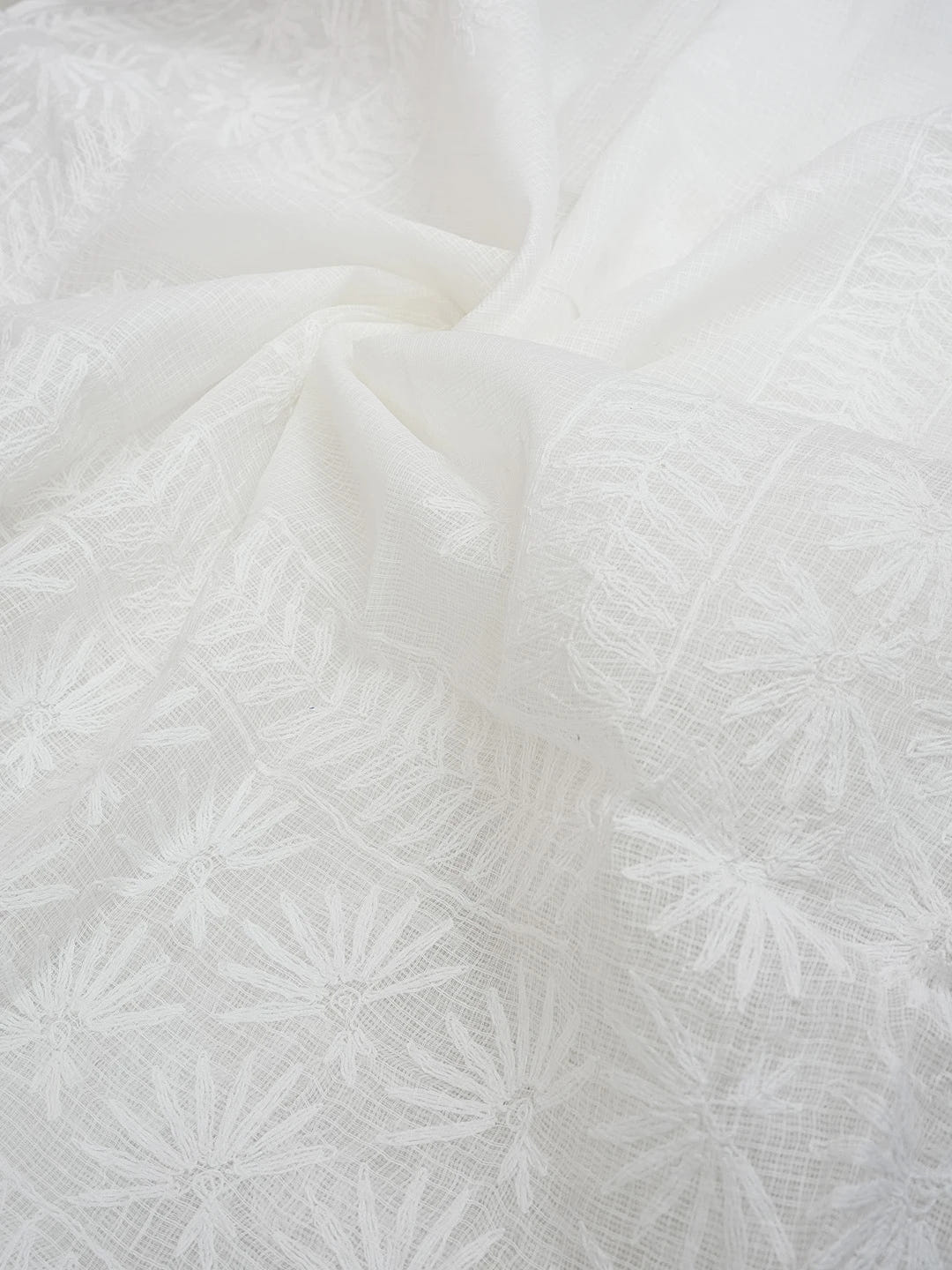 Ada Hand Embroidered White Kota Lucknowi Chikankari Dupatta 01A612247