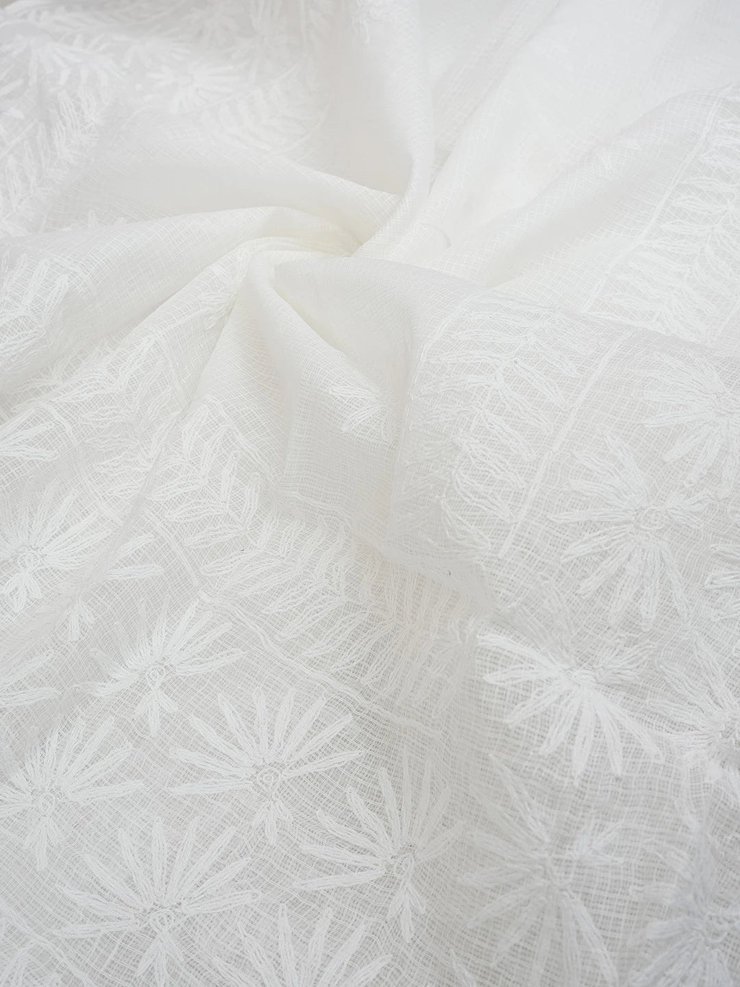 Ada Hand Embroidered White Kota Lucknowi Chikankari Dupatta 01A612247