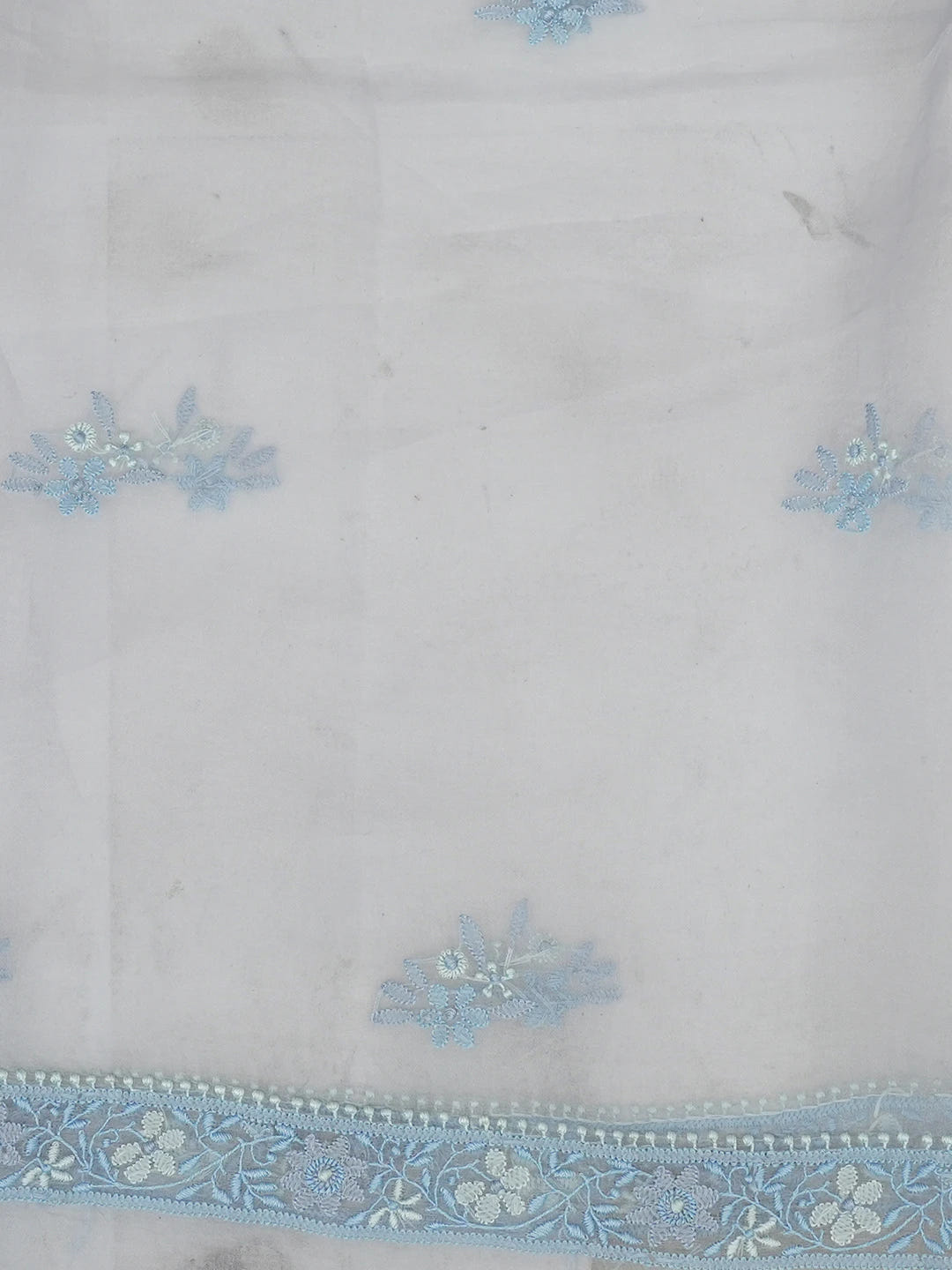 Ada Hand Embroidered Grey Organza Lucknowi Chikankari Unstitched Kurta Dupatta Set 01A483377