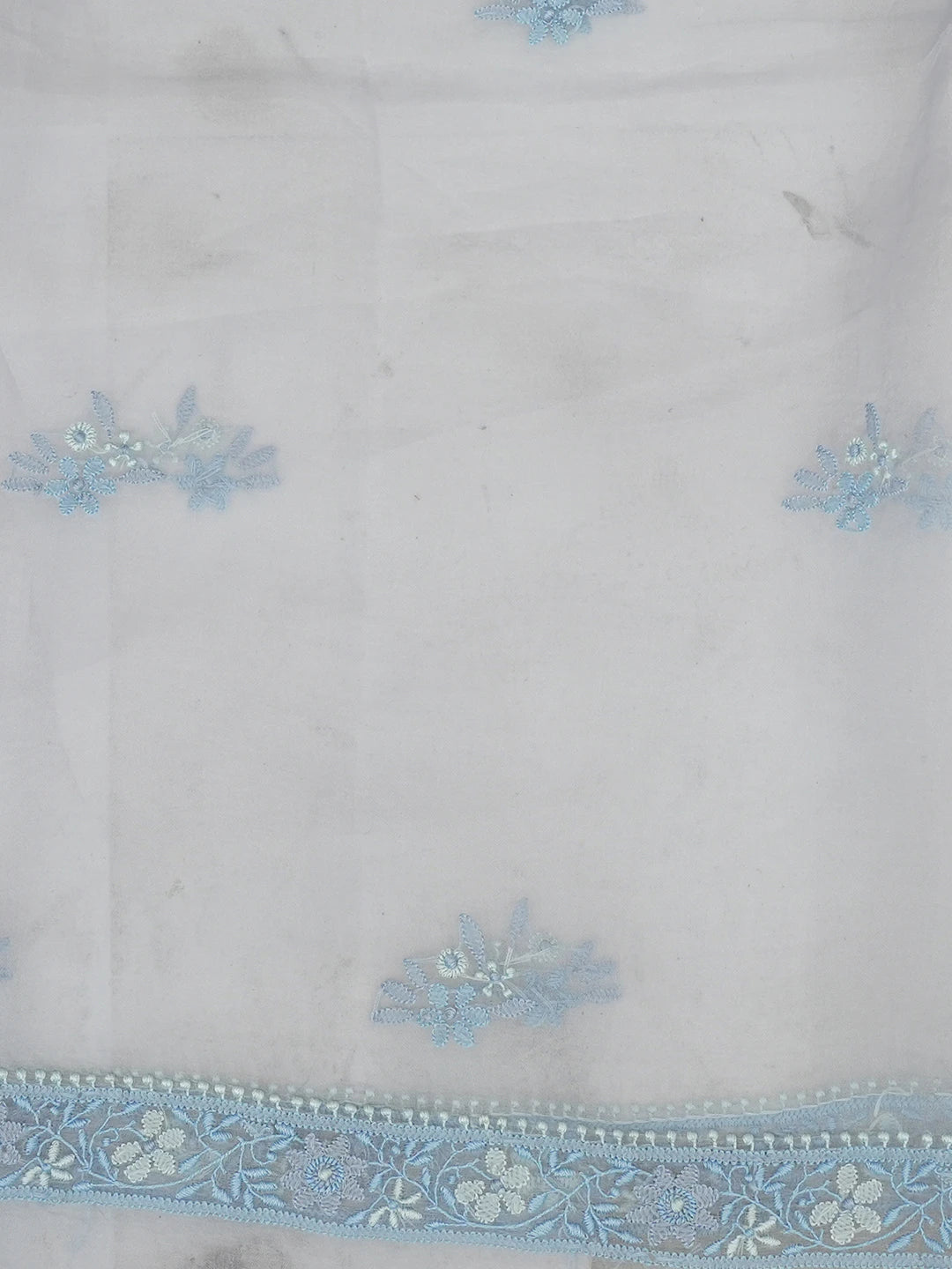 Ada Hand Embroidered Grey Organza Lucknowi Chikankari Unstitched Kurta Dupatta Set 01A483377