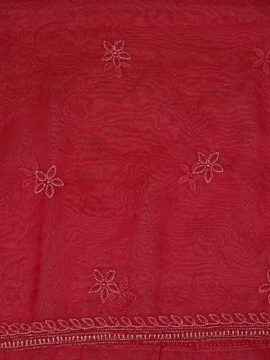 Ada Hand Embroidered Dark Red Organza Lucknowi Chikankari Unstitched Kurta Dupatta Set With Sequinned Work 01A605367