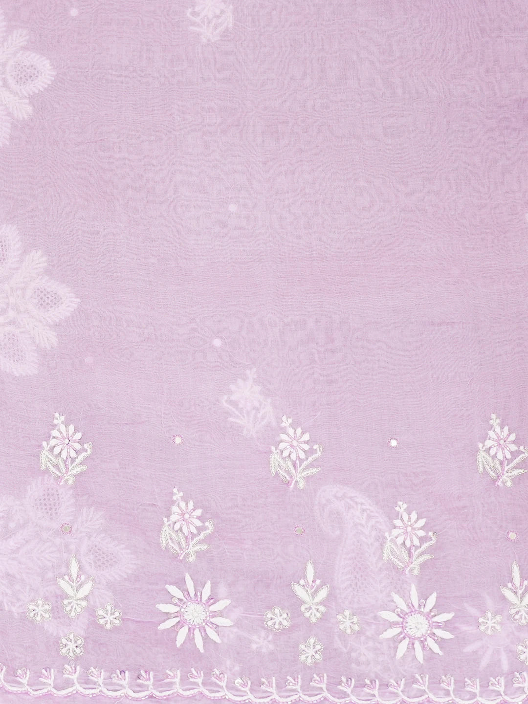 Ada Hand Embroidered Lavender Organza Lucknowi Chikankari Saree and Blouse With Cutdana Work 01A532248