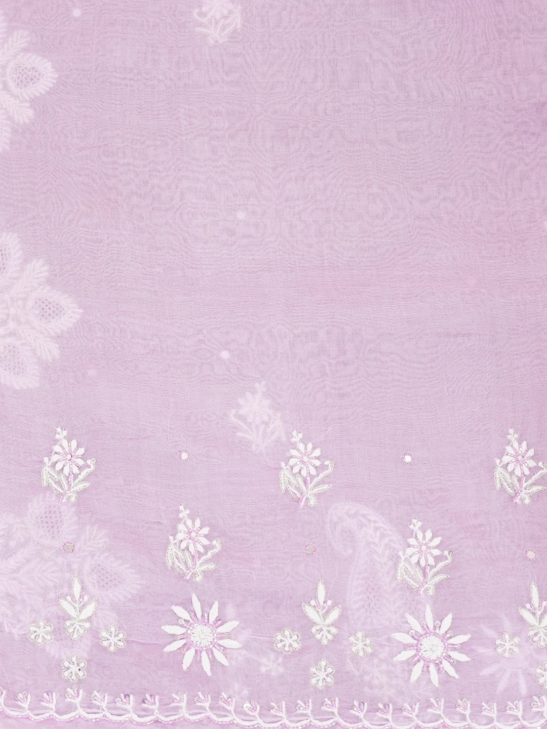 Ada Hand Embroidered Lavender Organza Lucknowi Chikankari Saree and Blouse With Cutdana Work 01A532248
