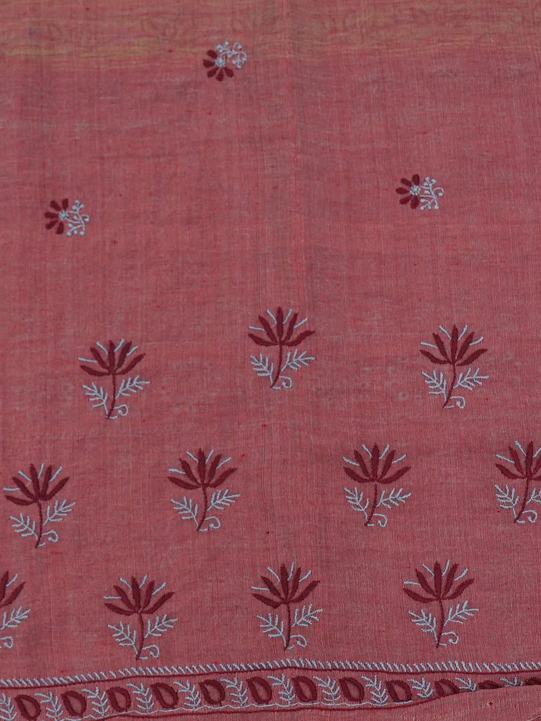 Ada Hand Embroidered Grey Silk Lucknowi Chikankari Saree and Blouse 01A352964