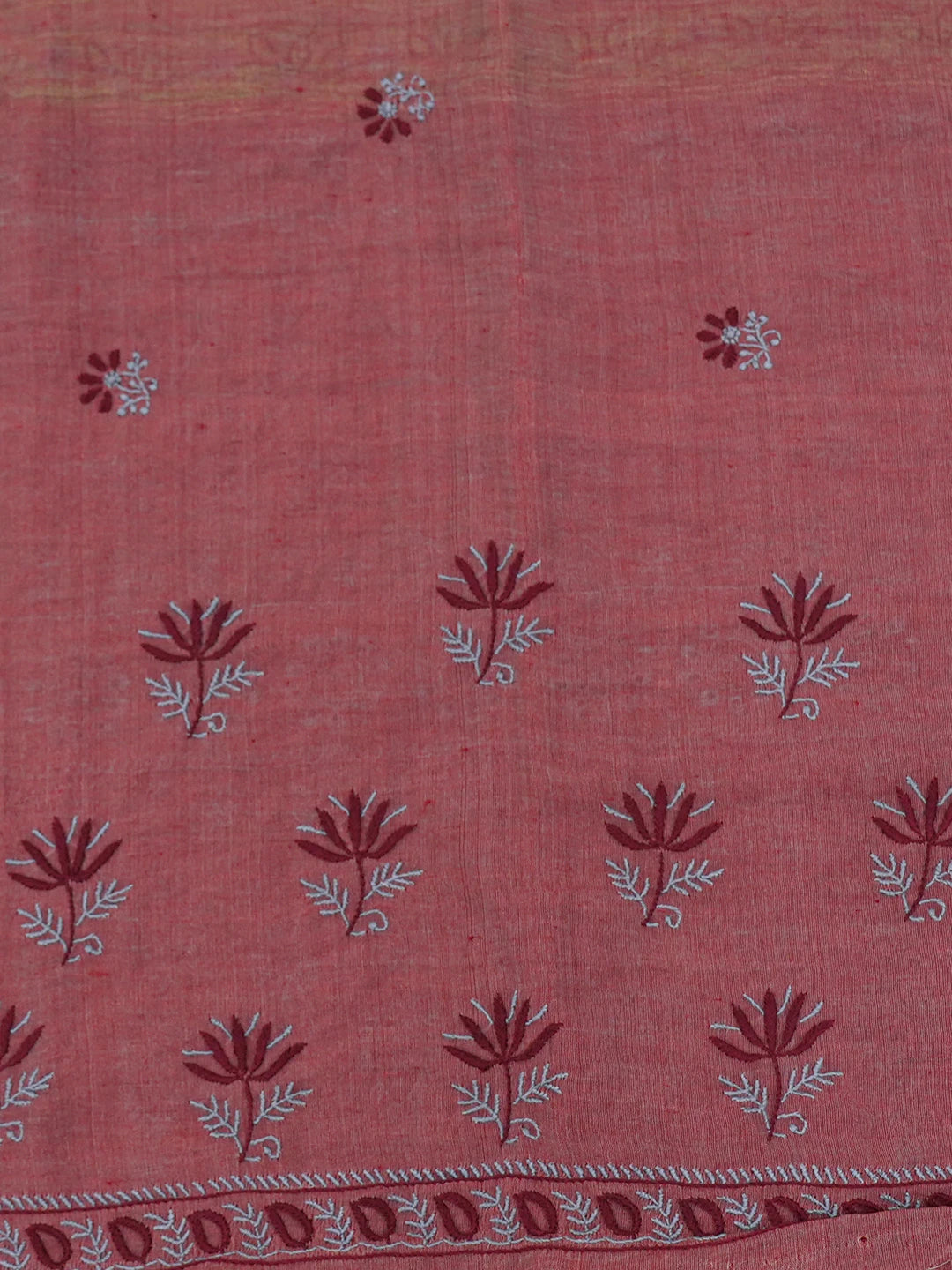 Ada Hand Embroidered Grey Silk Lucknowi Chikankari Saree and Blouse 01A352964