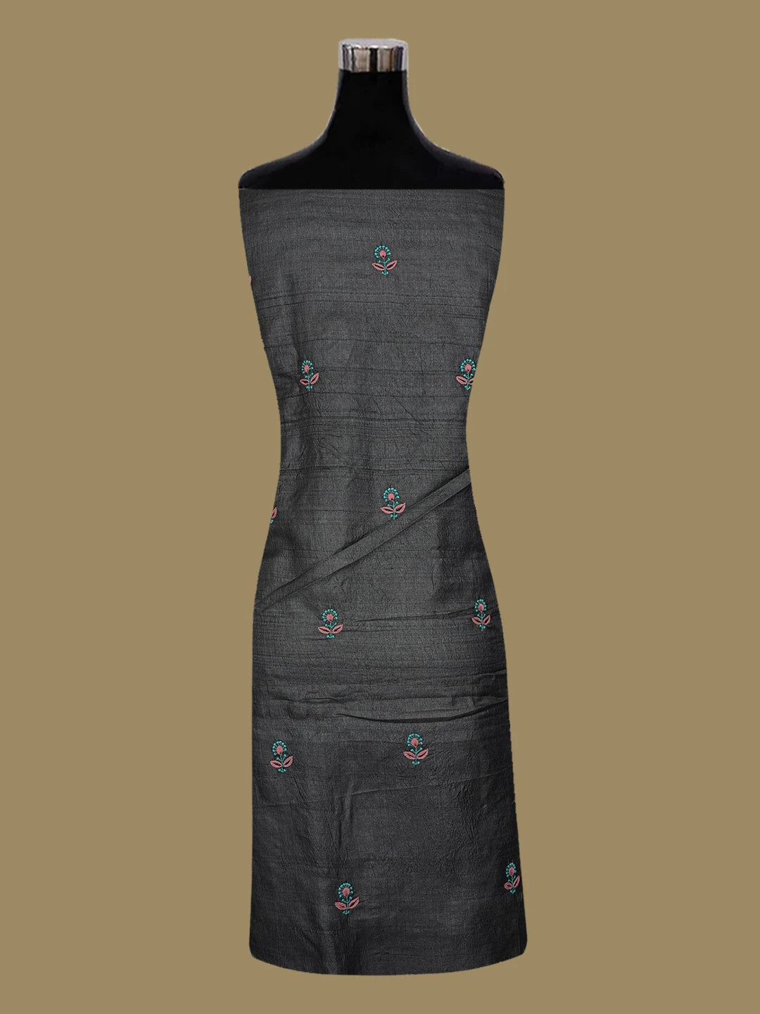 Ada Hand Embroidered Black Silk Lucknowi Chikankari Unstitched Suit Piece 01A591848