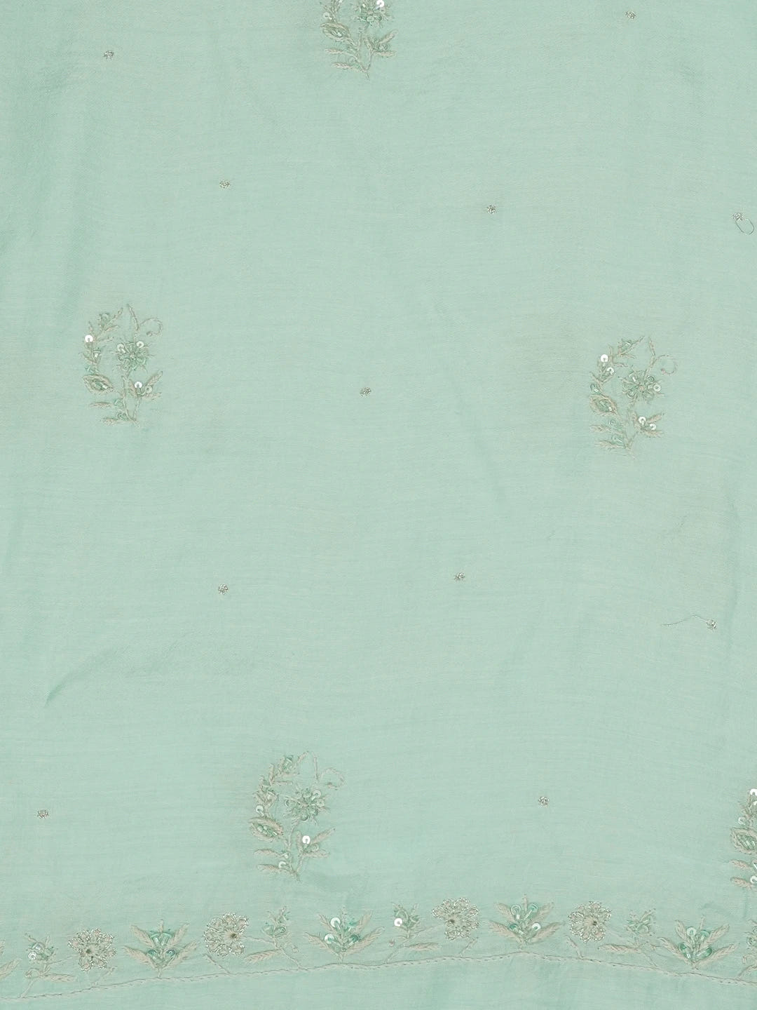 Ada Hand Embroidered Sea Green Muslin Lucknowi Chikankari Unstitched Suit Piece With Sequinned Work 01A452794