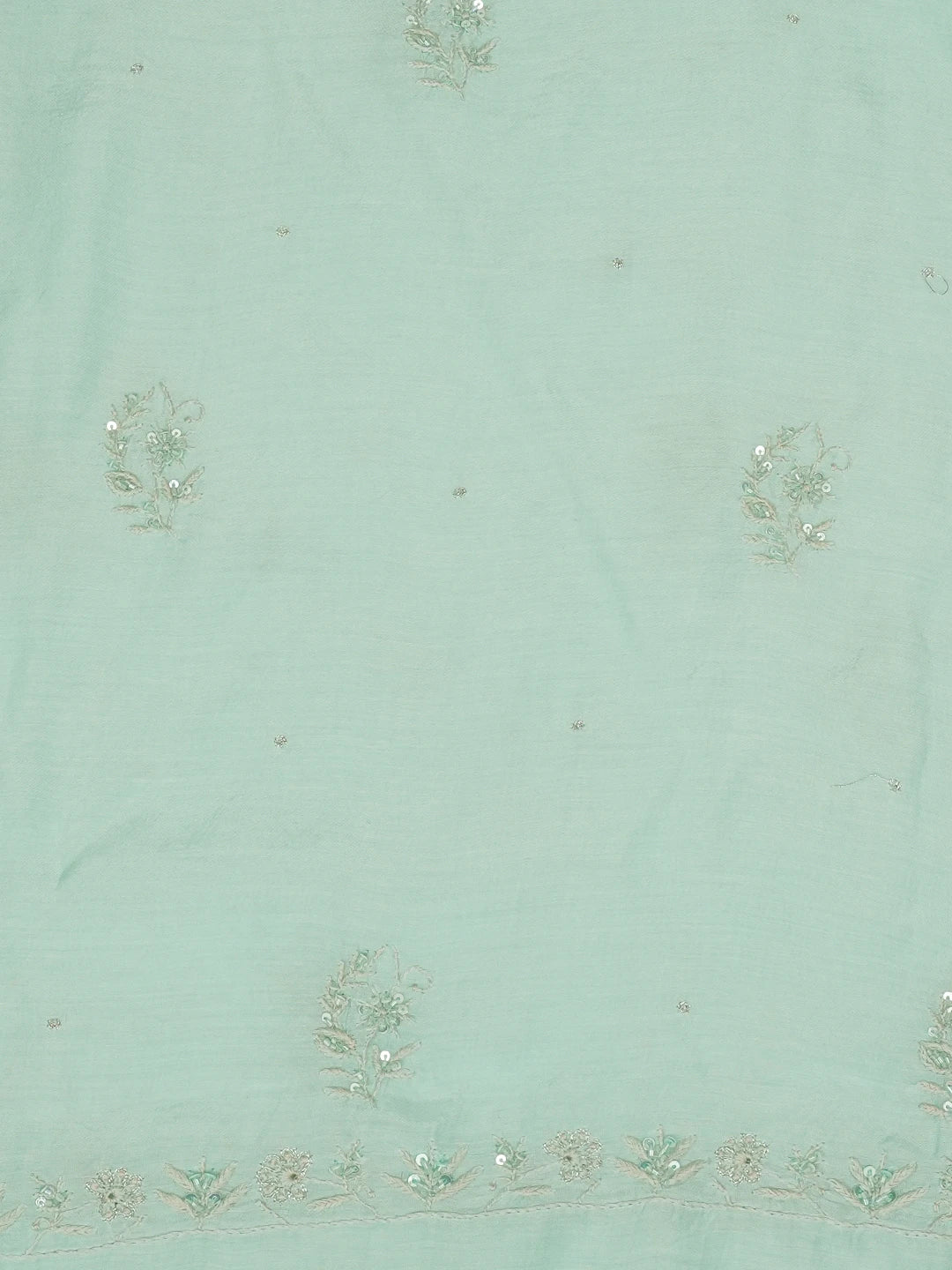 Ada Hand Embroidered Sea Green Muslin Lucknowi Chikankari Unstitched Suit Piece With Sequinned Work 01A452794