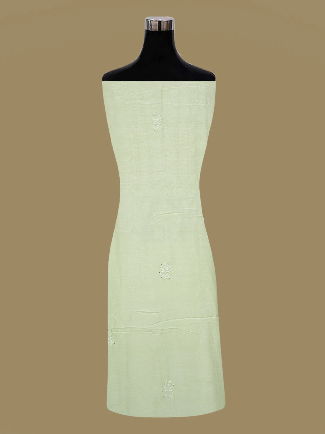 Ada Hand Embroidered Lime Green Maslin Lucknowi Chikankari Unstitched Suit Piece With Muqaish Work 01A470426