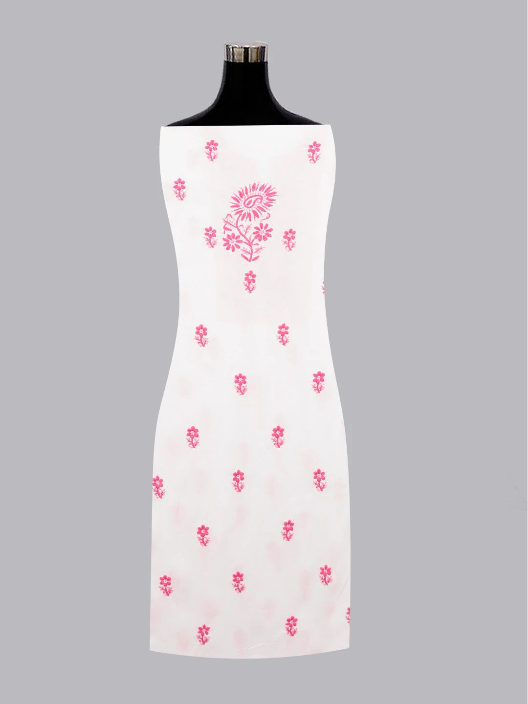 Ada Hand Embroidered White Modal Lucknowi Chikankari Unstitched Kurta Piece 01A614042