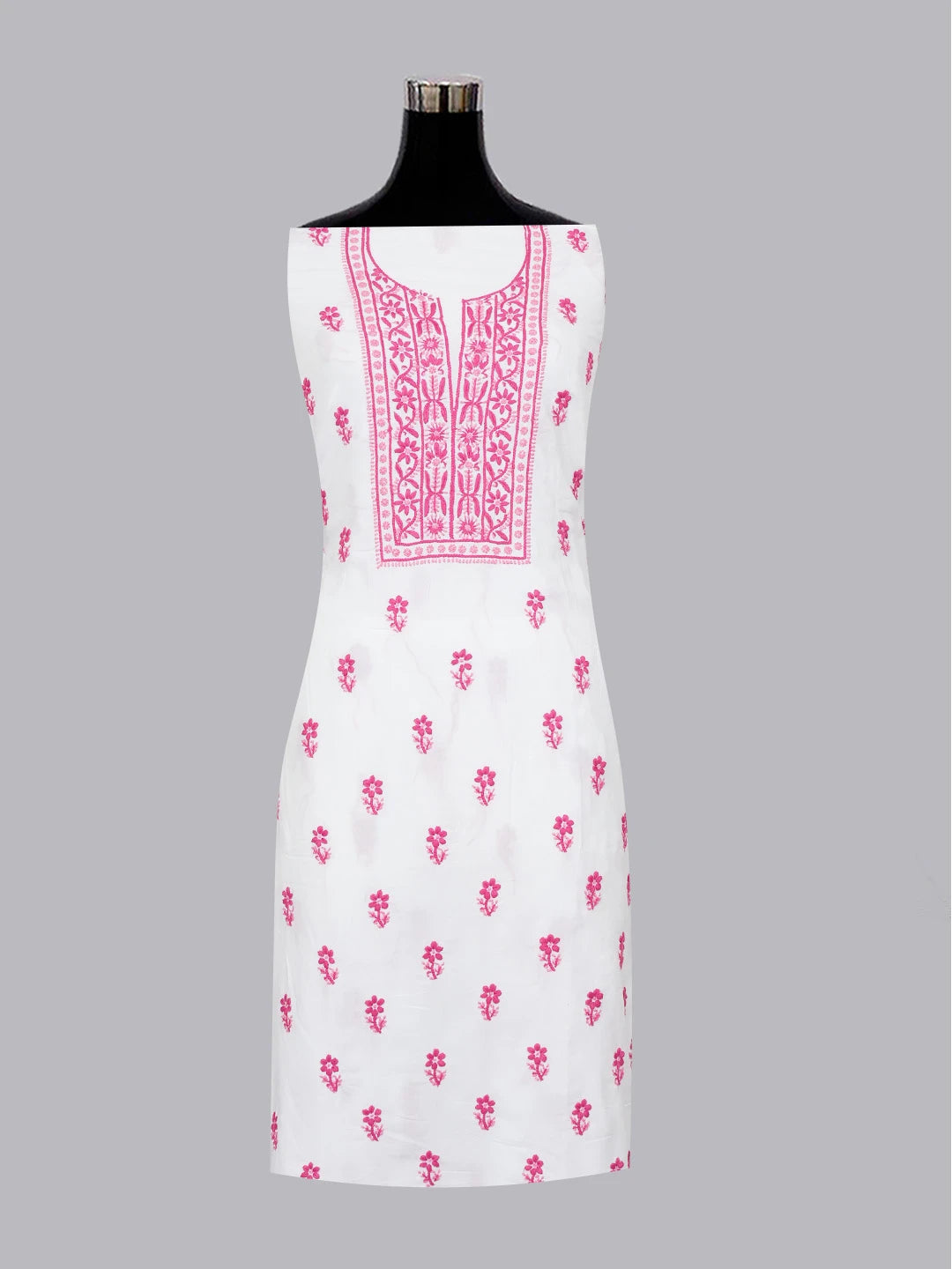 Ada Hand Embroidered White Modal Lucknowi Chikankari Unstitched Kurta Piece 01A614042