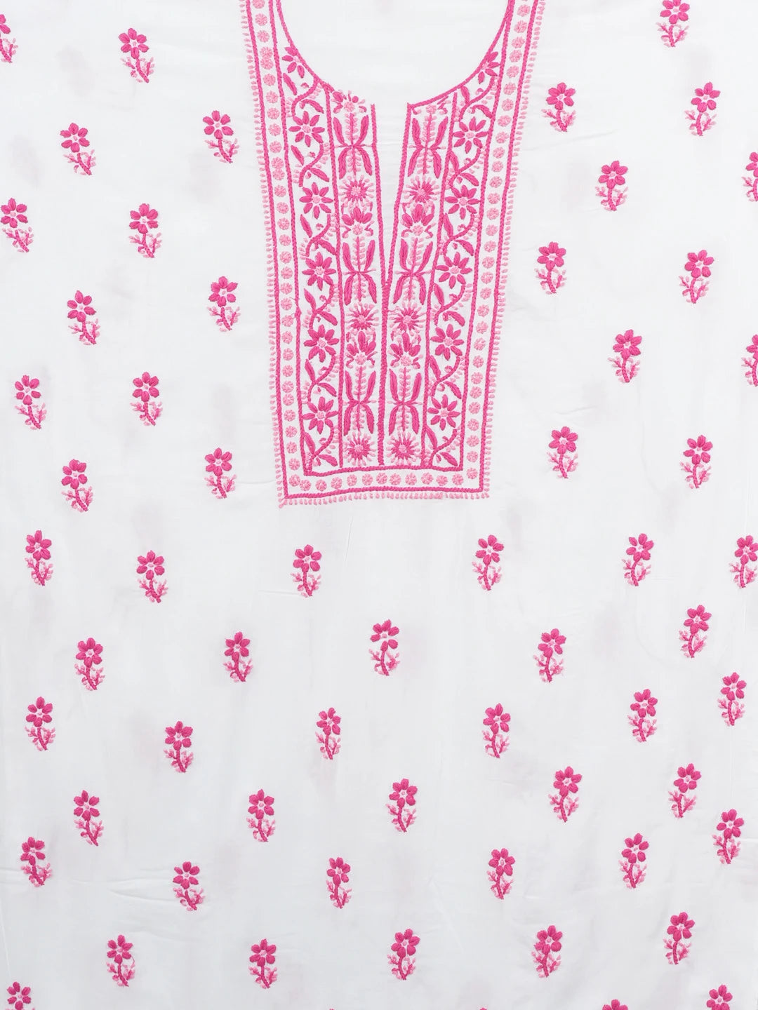 Ada Hand Embroidered White Modal Lucknowi Chikankari Unstitched Kurta Piece 01A614042