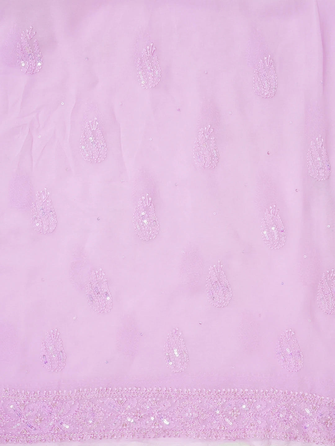 Ada Hand Embroidered Lavender Viscose Georgette Lucknowi Chikankari Unstitched Kurta Dupatta Set With Cutdana and Sequinned Work 01A578914