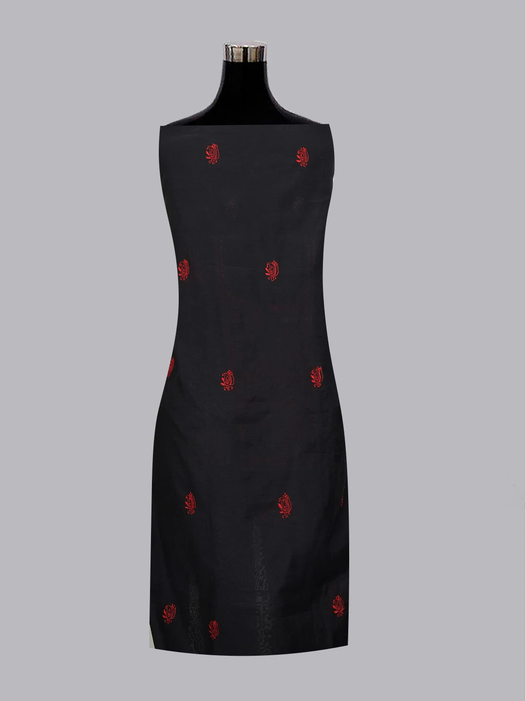 Ada Hand Embroidered Black Chanderi Lucknowi Chikankari Unstitched Kurta Dupatta Set 01A538164