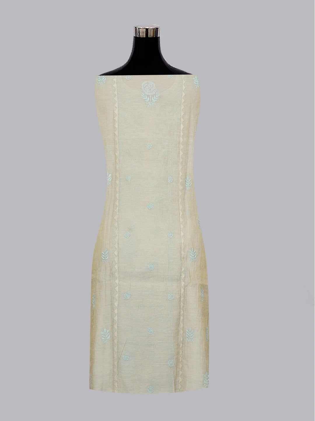 Ada Hand Embroidered Fawn Tissue Lucknowi Chikankari Semi stitched Kurta Dupatta Set 01A623202