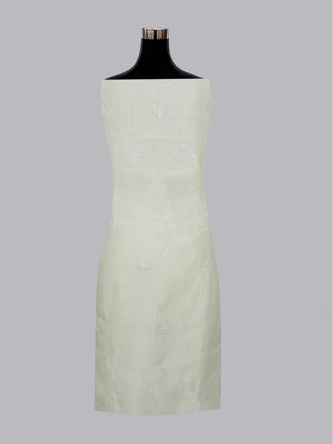 Ada Hand Embroidered Pista Green Chanderi Lucknowi Chikankari Unstitched Kurta Dupatta Set 01A621818