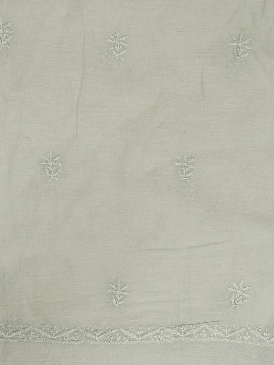 Ada Hand Embroidered Pista Green Chanderi Lucknowi Chikankari Unstitched Kurta Dupatta Set 01A621818