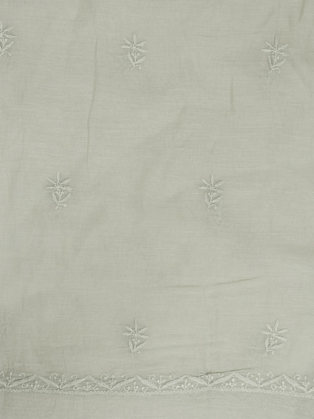 Ada Hand Embroidered Pista Green Chanderi Lucknowi Chikankari Unstitched Kurta Dupatta Set 01A621818
