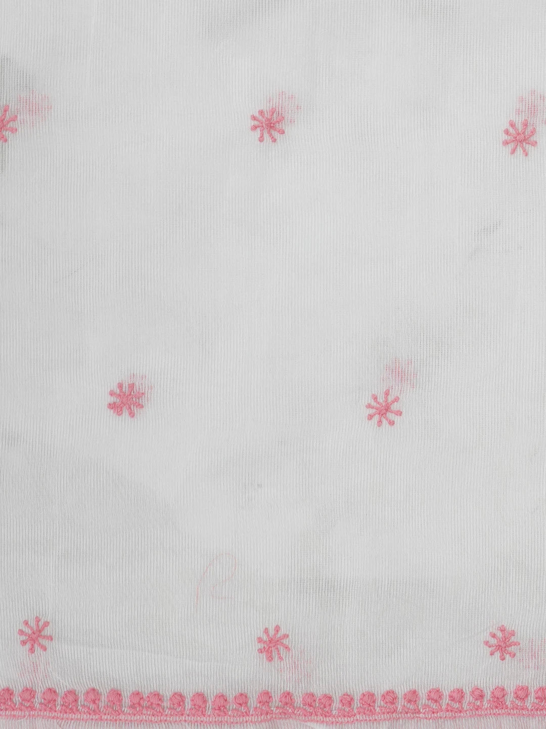 Ada Hand Embroidered White Super Net Lucknowi Chikankari Unstitched Kurta Dupatta Set 01A466475