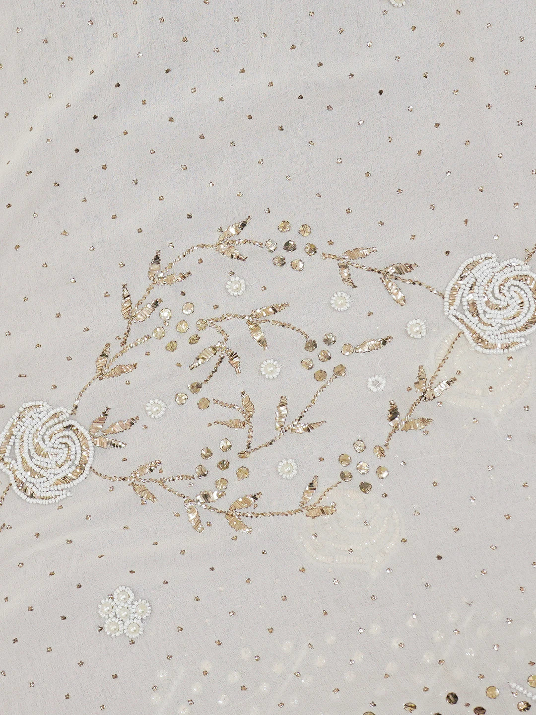 Ada Hand Embroidered White Papaya Whip Pure Georgette Lucknowi Chikankari Saree/Blouse With Muqaish Work 01A595663
