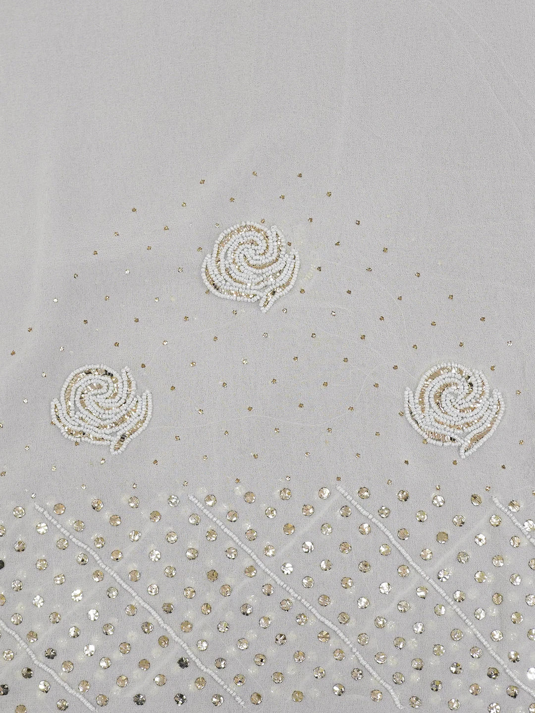Ada Hand Embroidered White Papaya Whip Pure Georgette Lucknowi Chikankari Saree/Blouse With Muqaish Work 01A595663