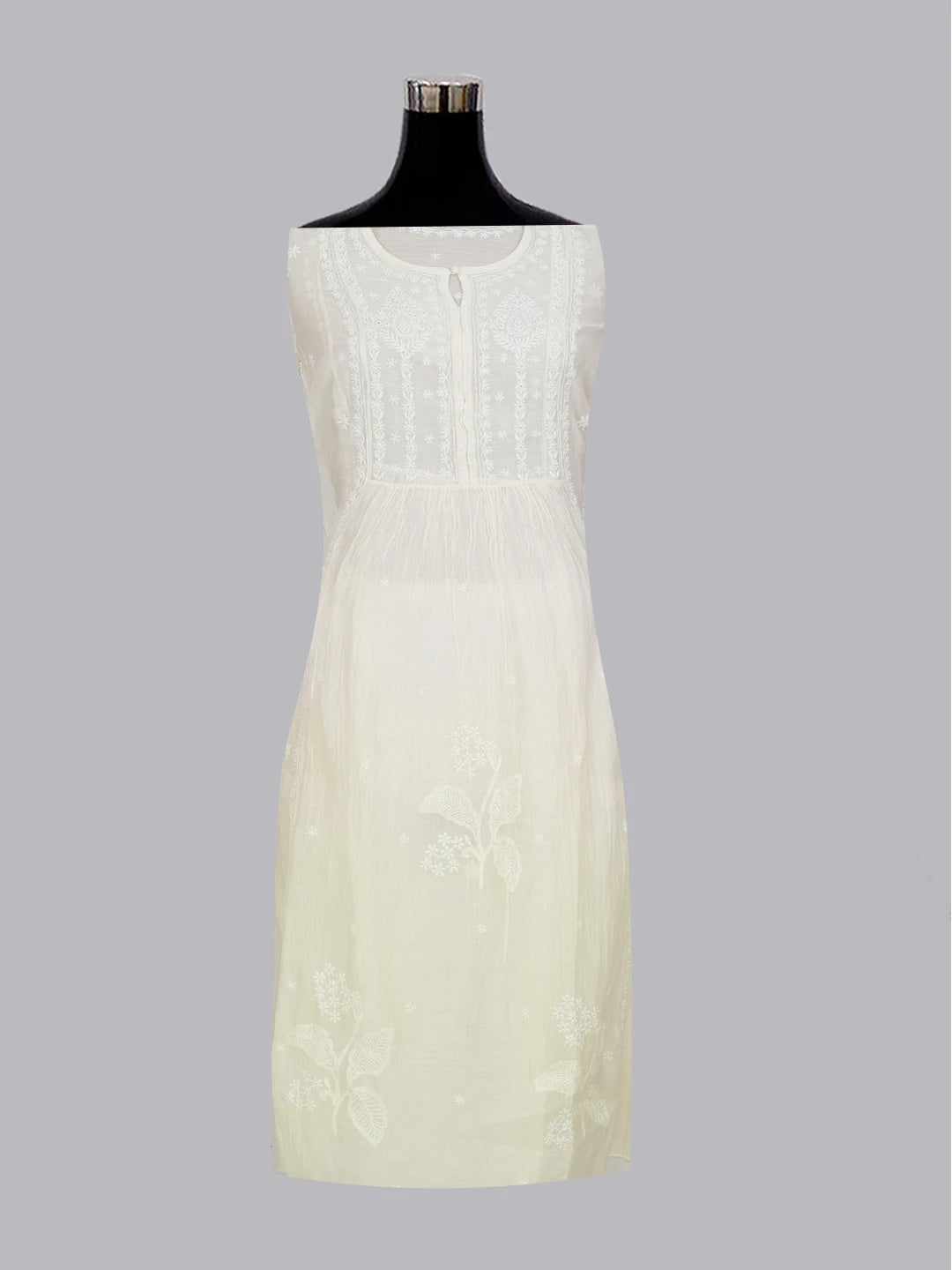 Ada Hand Embroidered Ombre Shade of Cream and Lemon Chanderi Lucknowi Chikankari Semi-Stitched Kurta Piece 01A415107