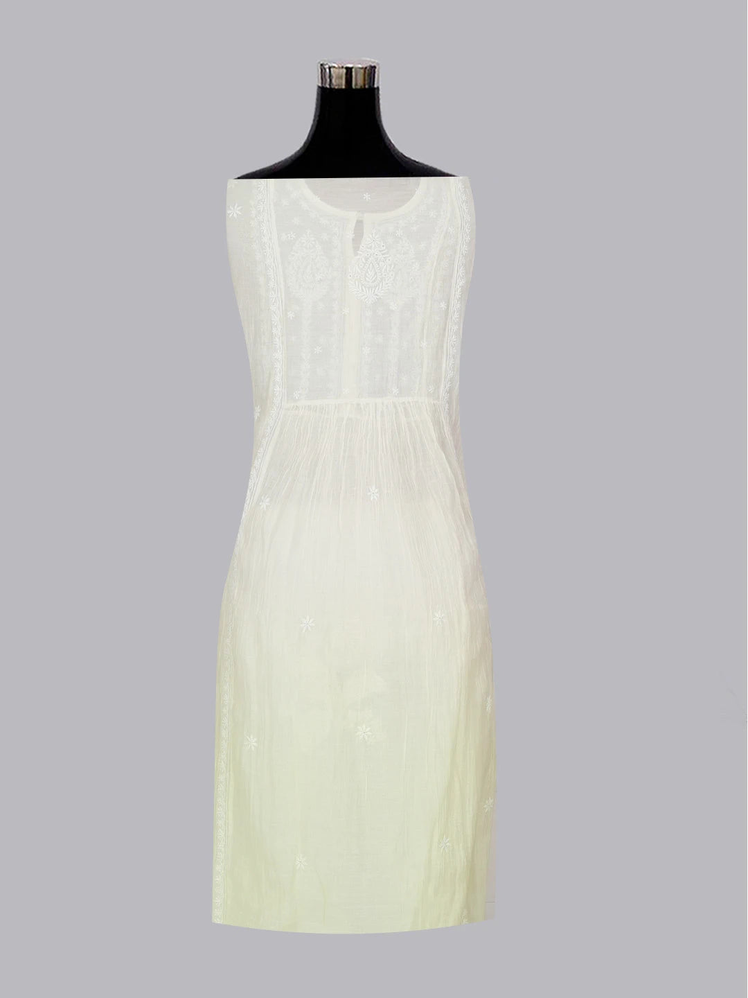 Ada Hand Embroidered Ombre Shade of Cream and Lemon Chanderi Lucknowi Chikankari Semi-Stitched Kurta Piece 01A415107